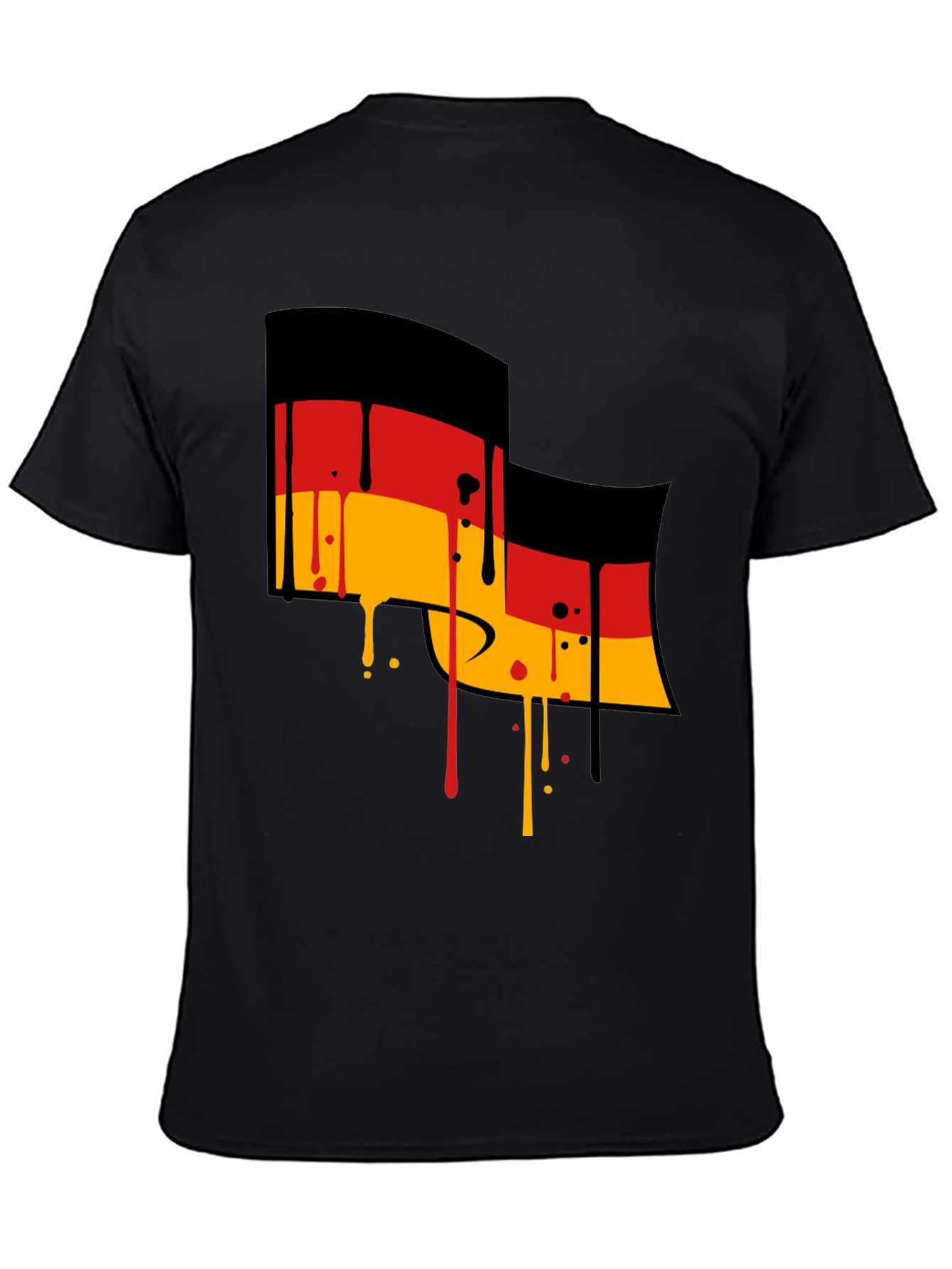 German Flag Drip Black T-Shirt