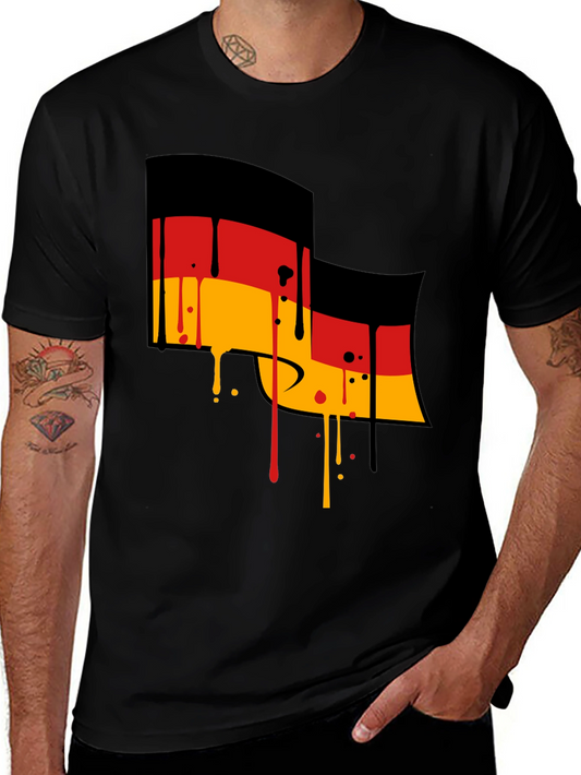 German Flag Drip Black T-Shirt
