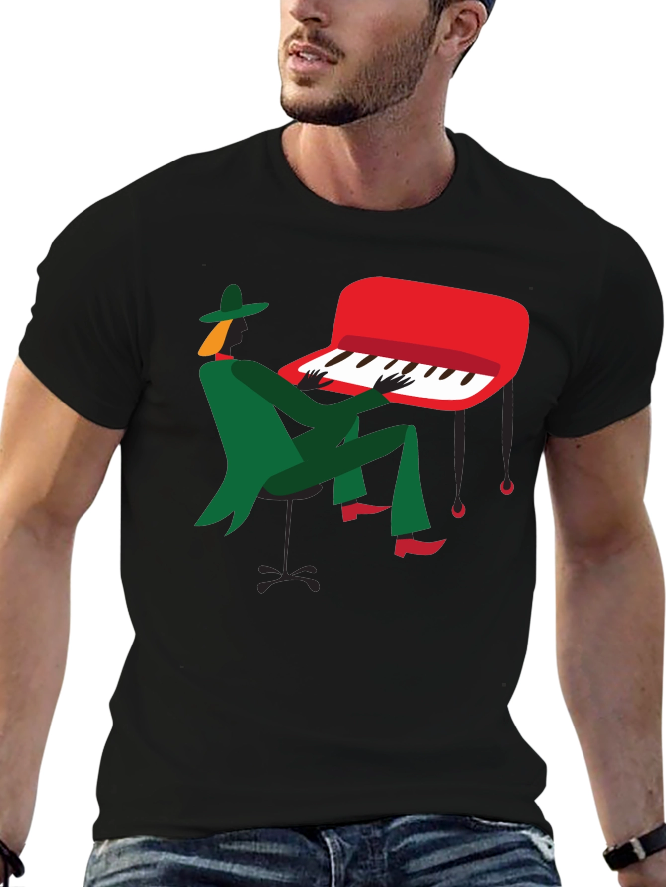 Jazz Musician Graphic T-Shirt - Black Tee