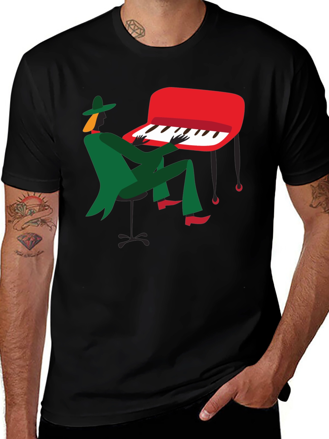 Jazz Musician Graphic T-Shirt - Black Tee