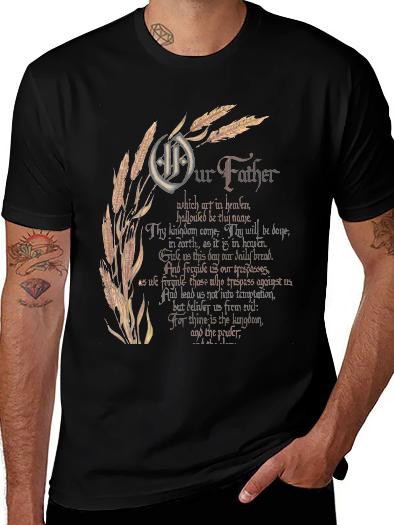Our Father Graphic Print Black T-Shirt