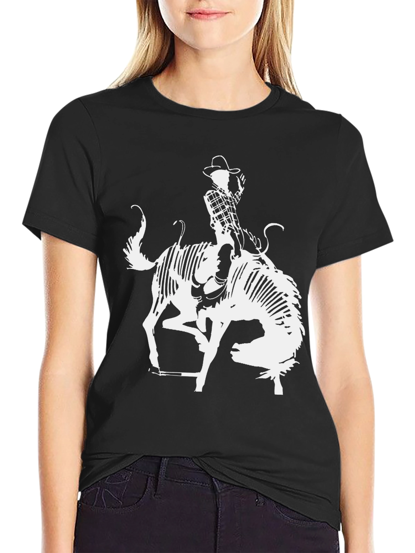 Rodeo Skeleton Graphic Tee - Cool Cowboy Shirt