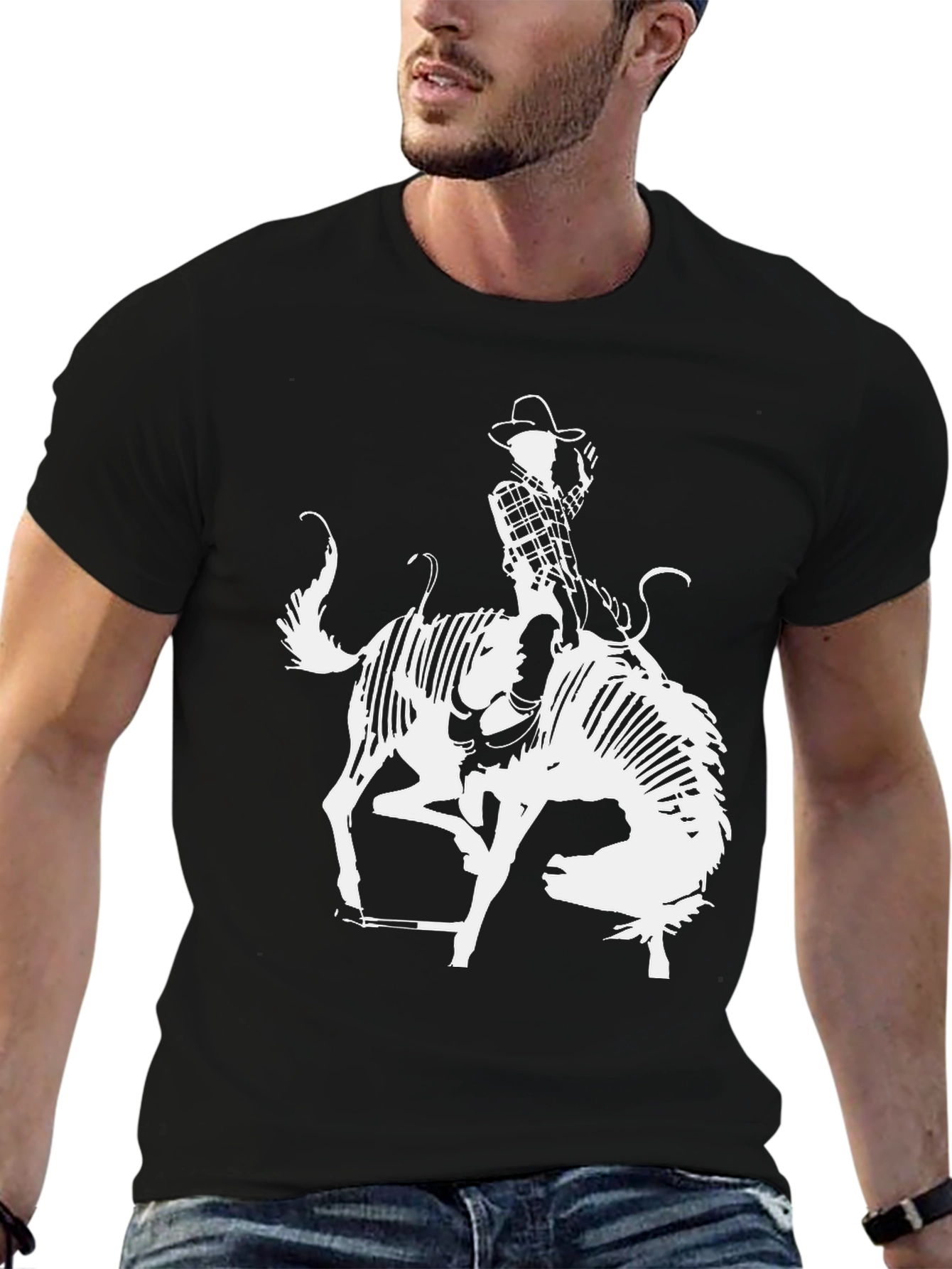 Rodeo Skeleton Graphic Tee - Cool Cowboy Shirt