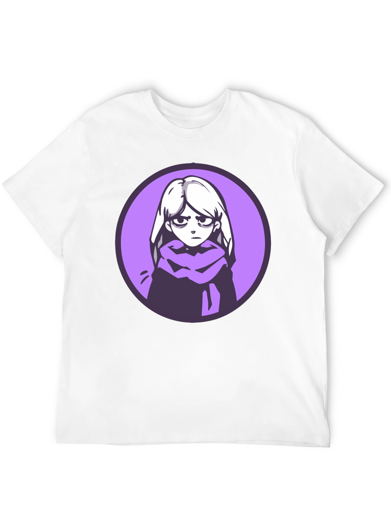 Anime Girl Graphic Tee - Black Cotton Blend