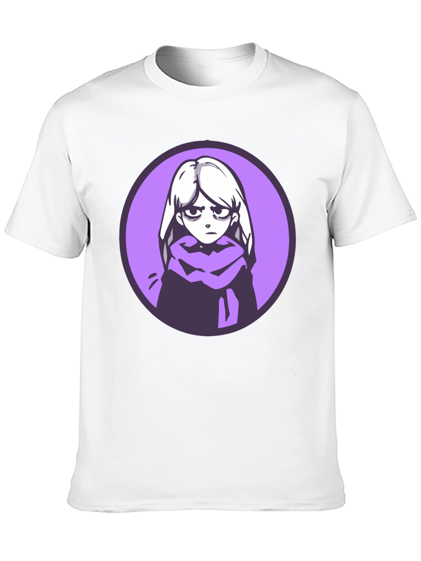 Anime Girl Graphic Tee - Black Cotton Blend