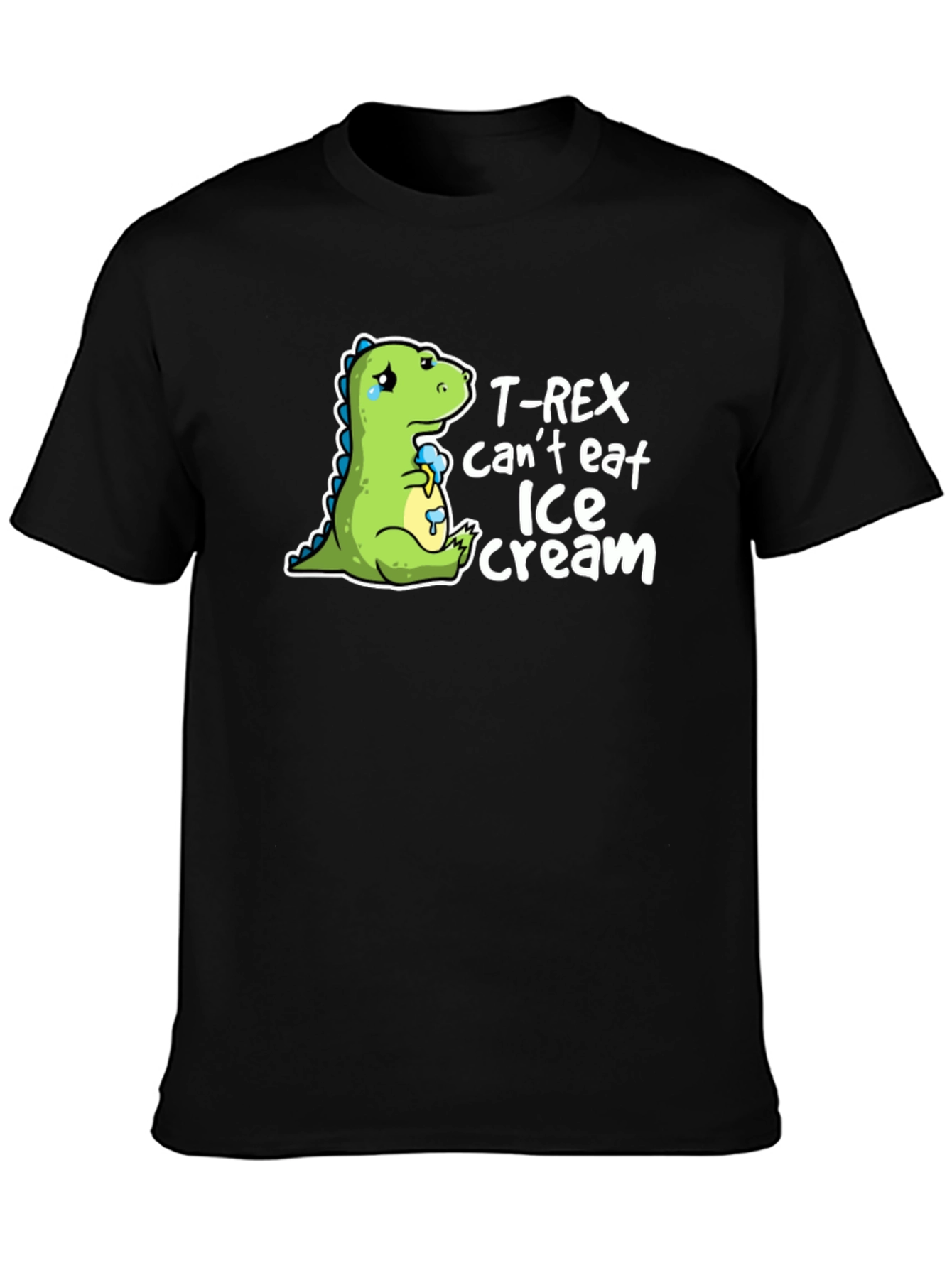T-Rex Cant Eat Ice Cream Mens Black T-Shirt