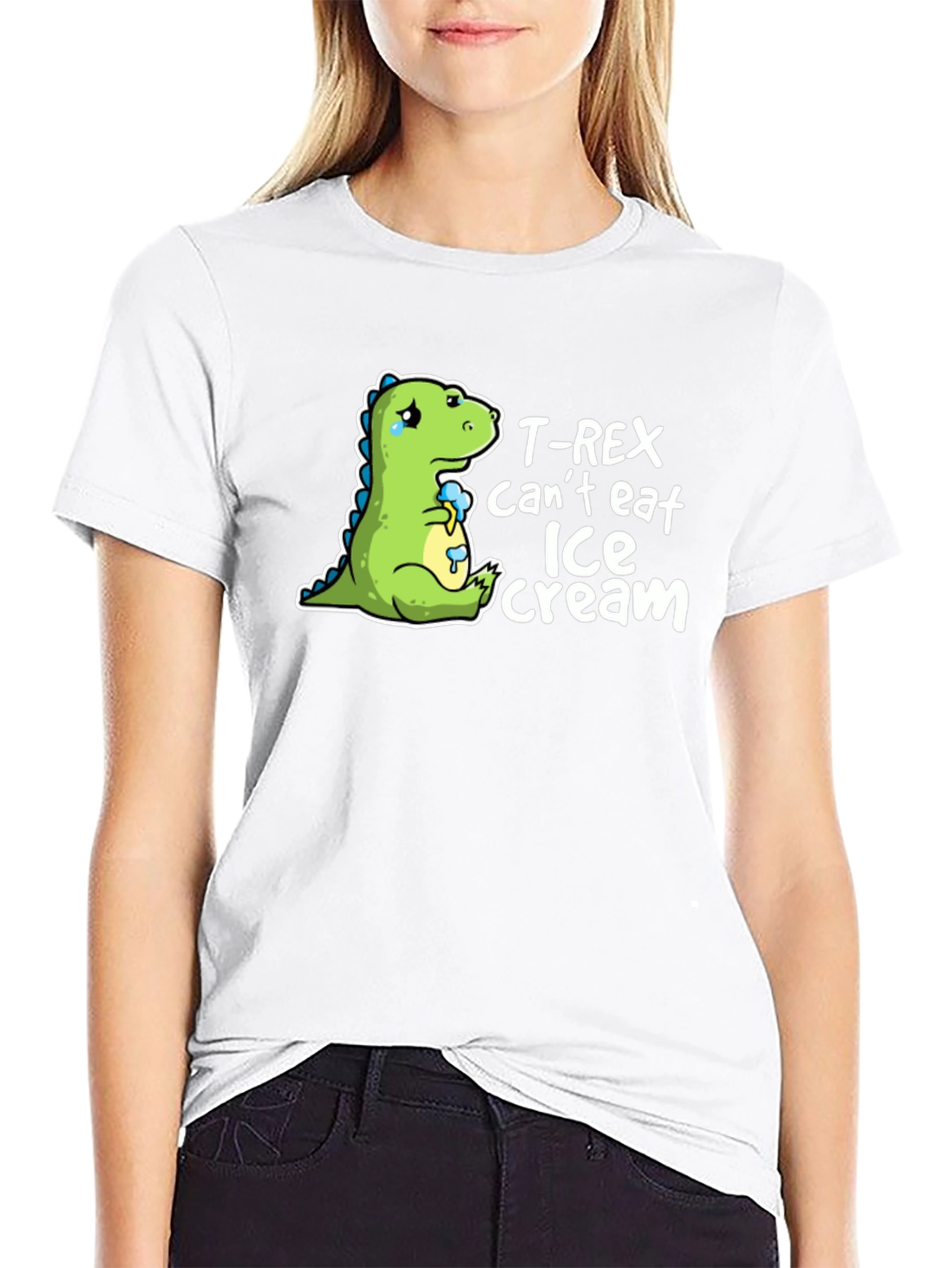T-Rex Cant Eat Ice Cream Mens Black T-Shirt