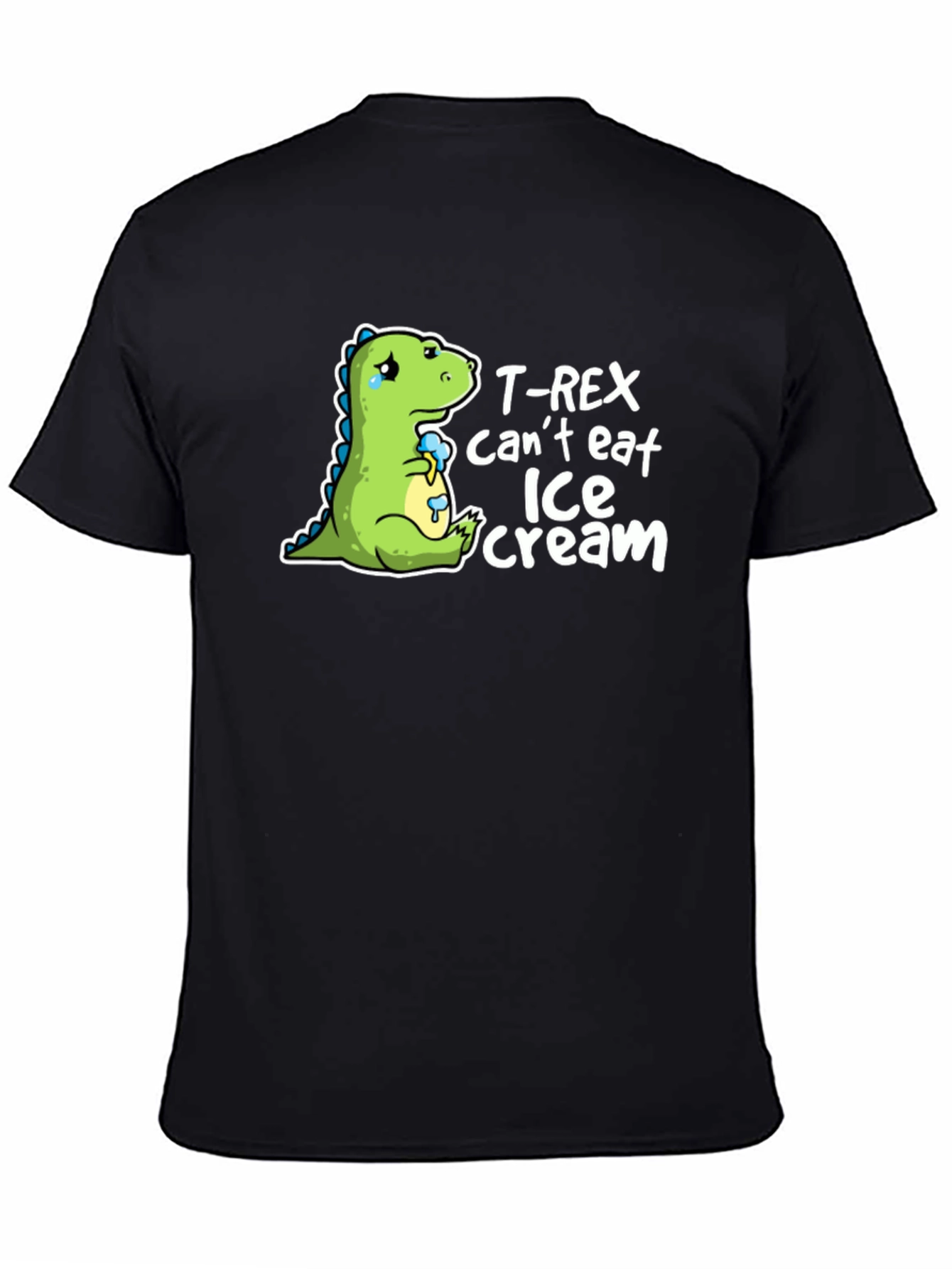 T-Rex Cant Eat Ice Cream Mens Black T-Shirt