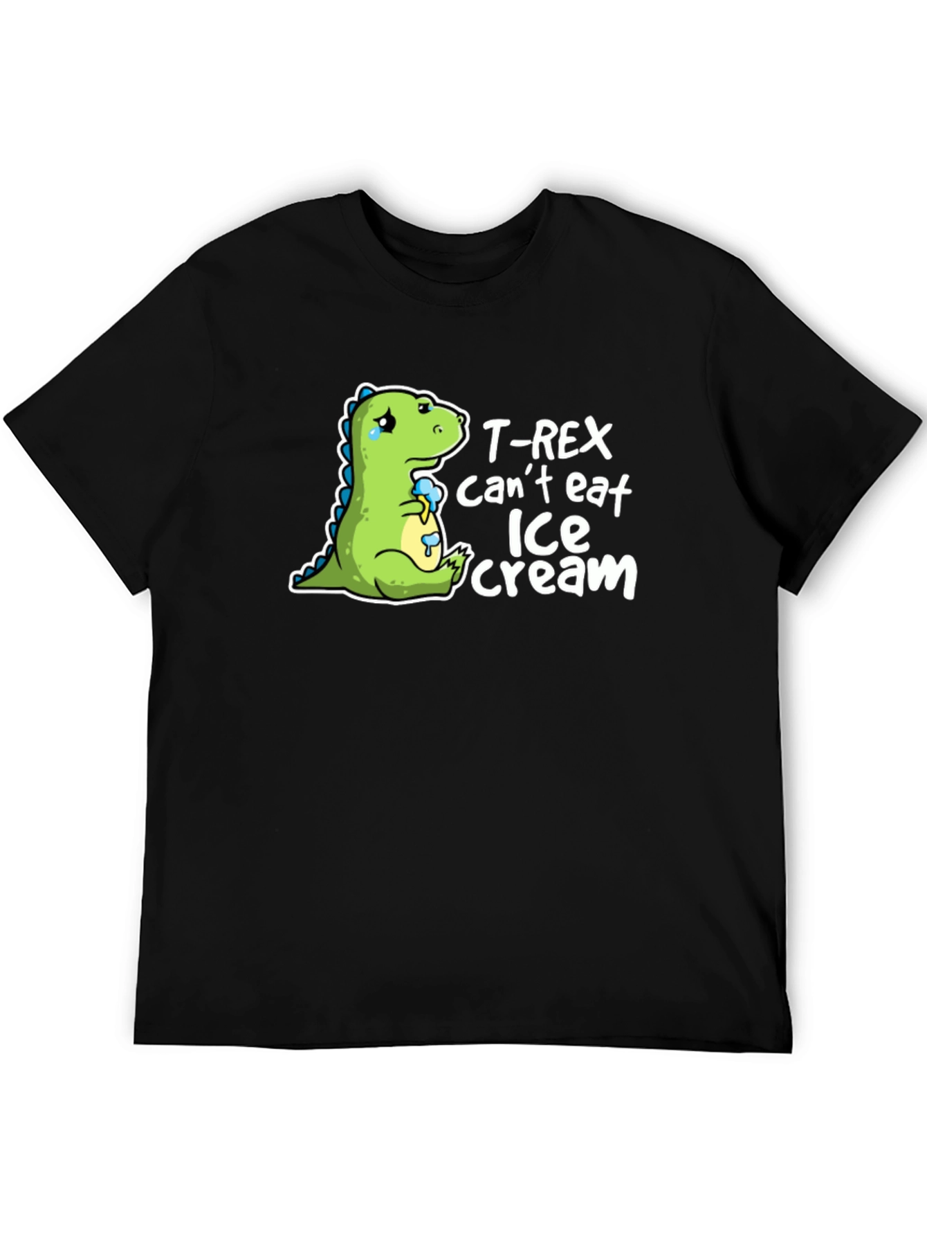 T-Rex Cant Eat Ice Cream Mens Black T-Shirt