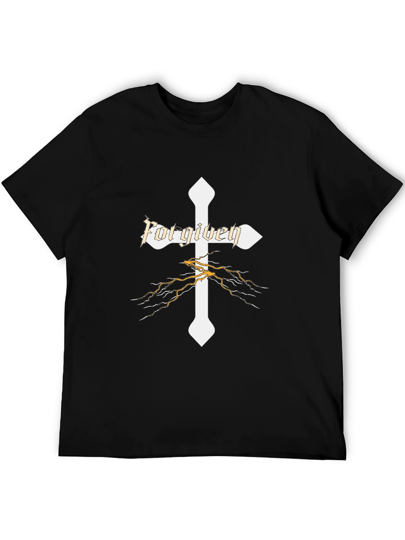 Forgiven Cross Graphic Print Mens Black T-Shirt