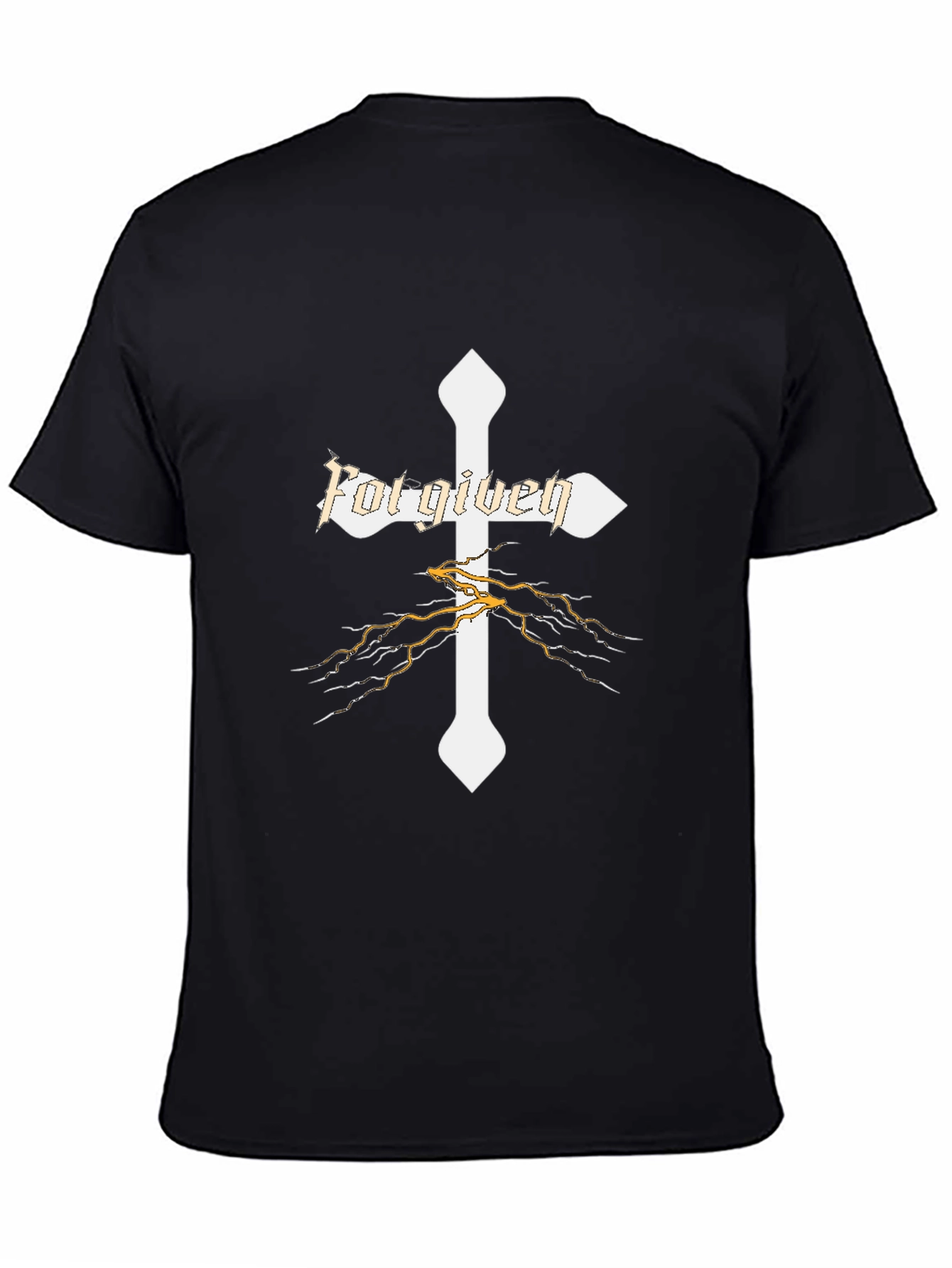 Forgiven Cross Graphic Print Mens Black T-Shirt