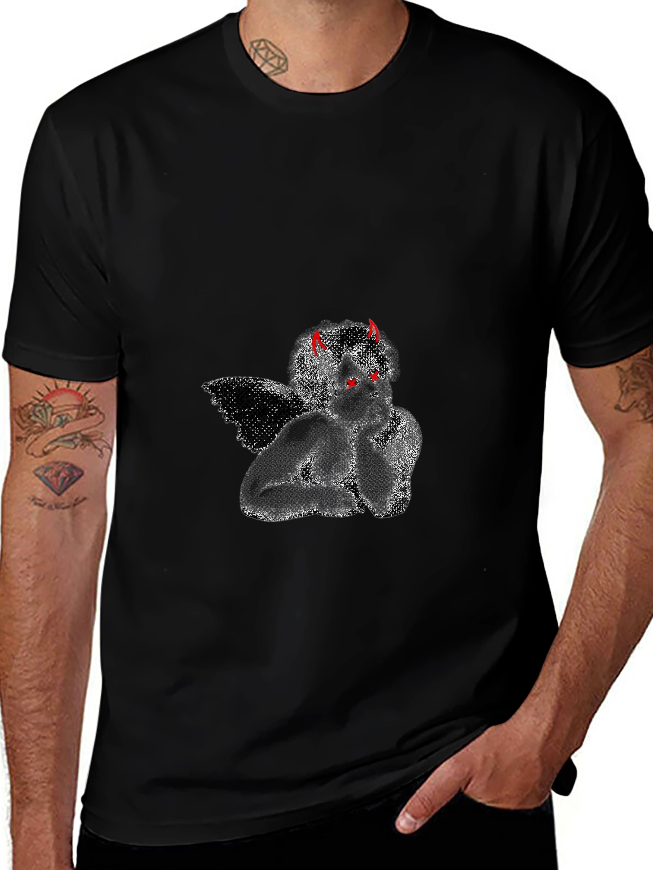 Devil Angel Graphic Tee - Mens Black T-Shirt