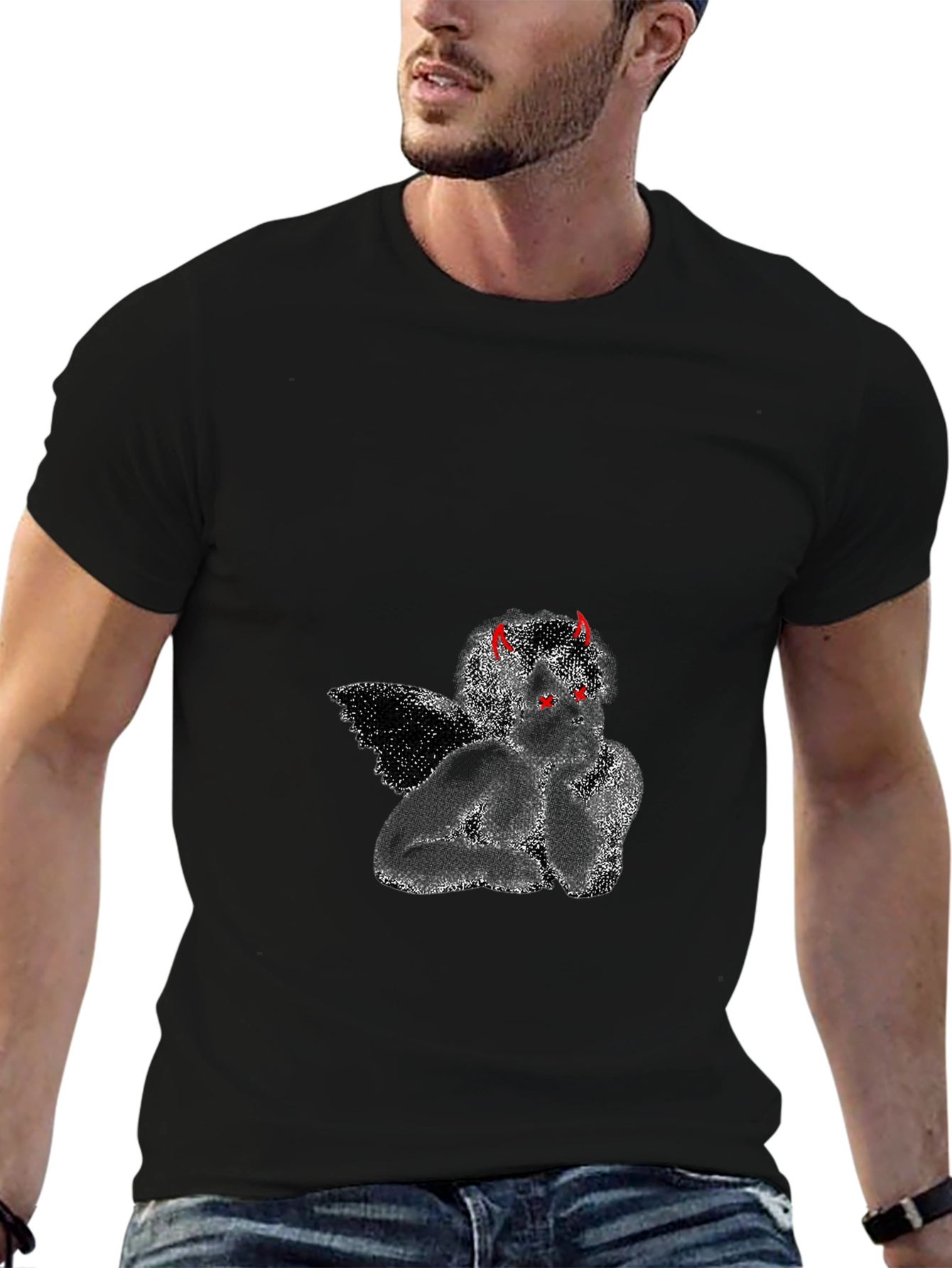 Devil Angel Graphic Tee - Mens Black T-Shirt