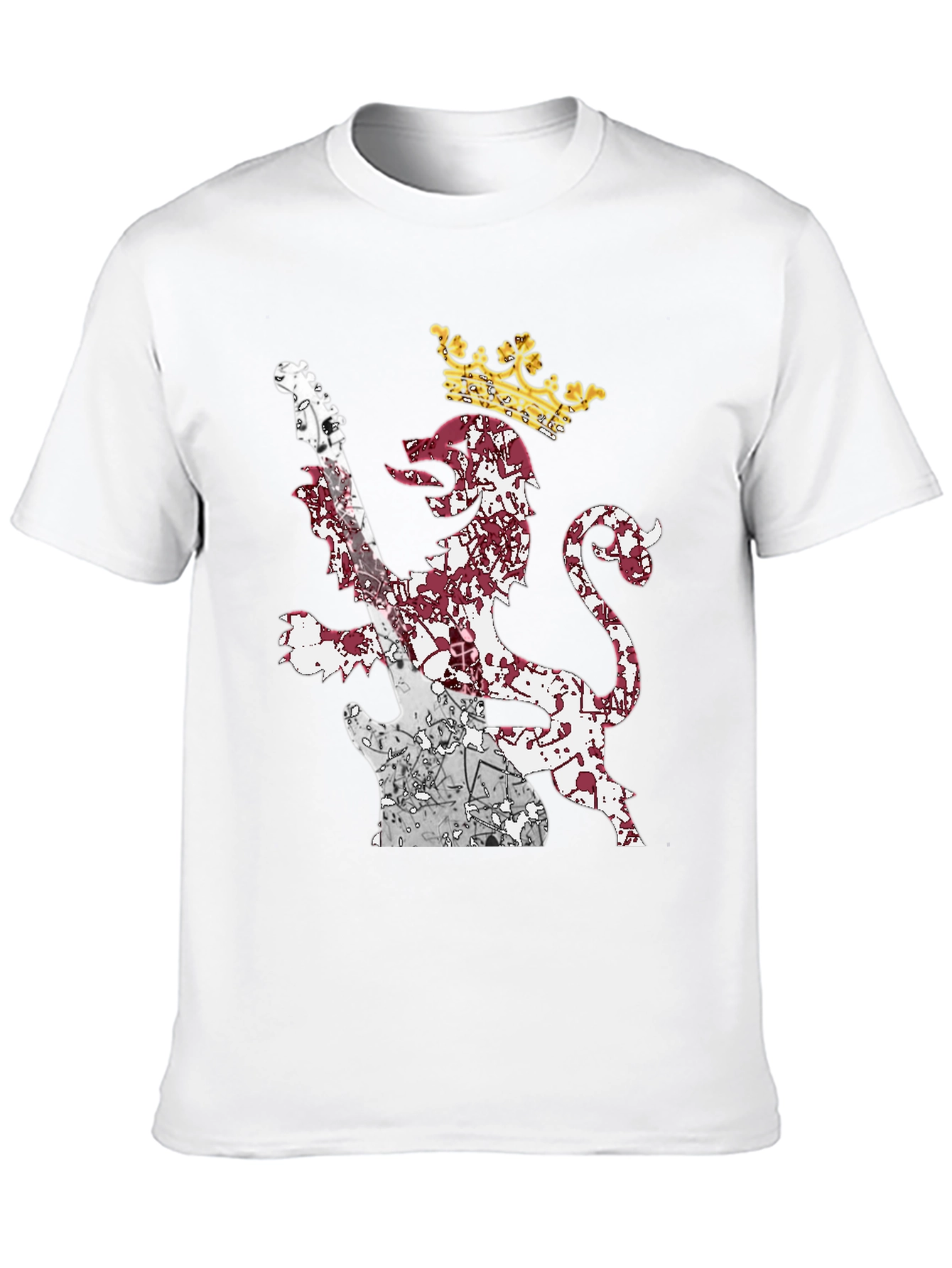 Lion Guitar Crown Graphic Tee - Rock Inspired