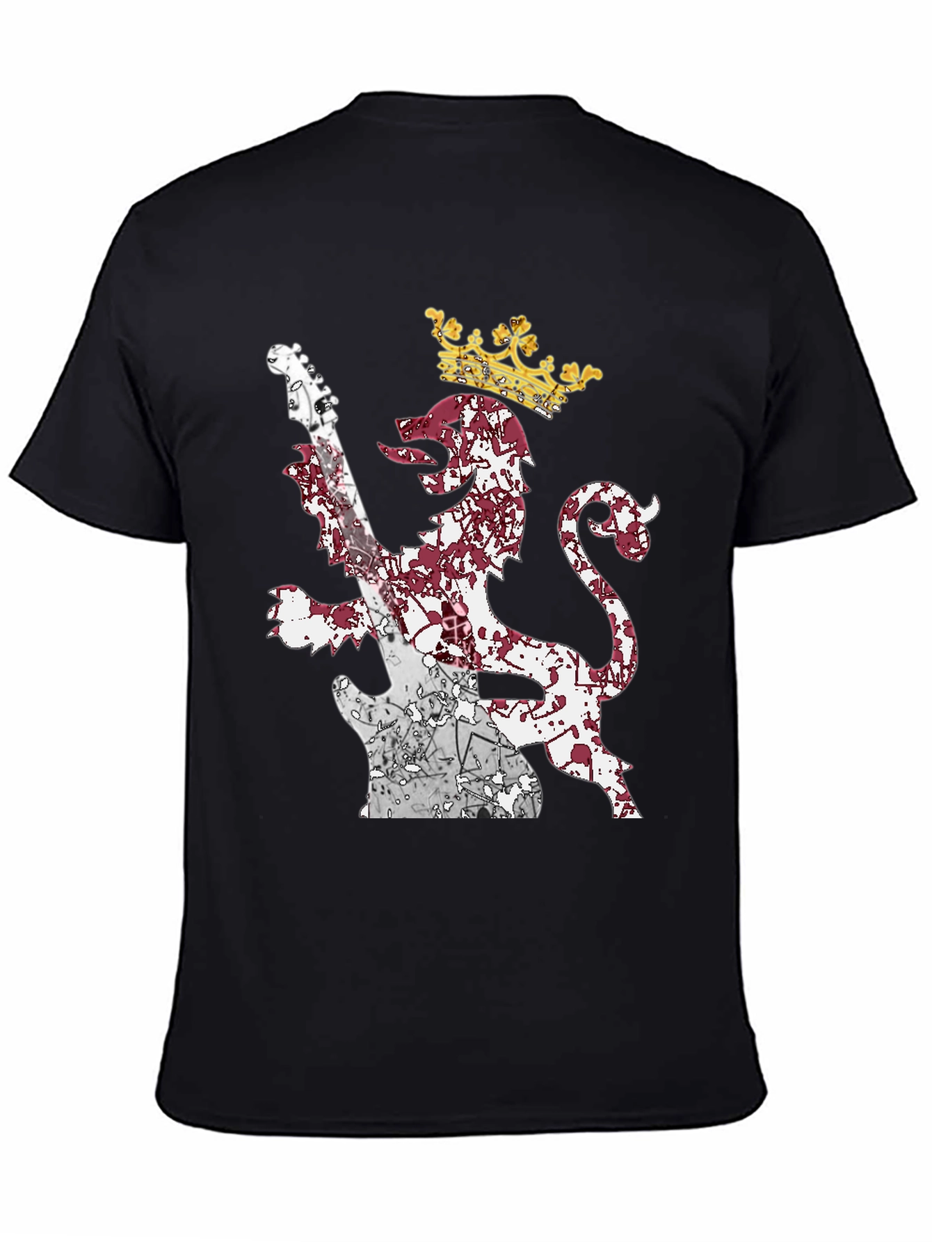 Lion Guitar Crown Graphic Tee - Rock Inspired