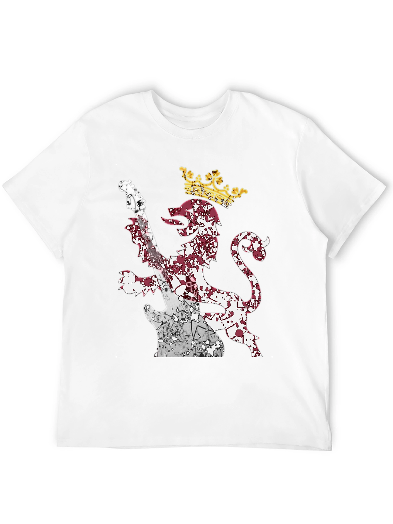 Lion Guitar Crown Graphic Tee - Rock Inspired
