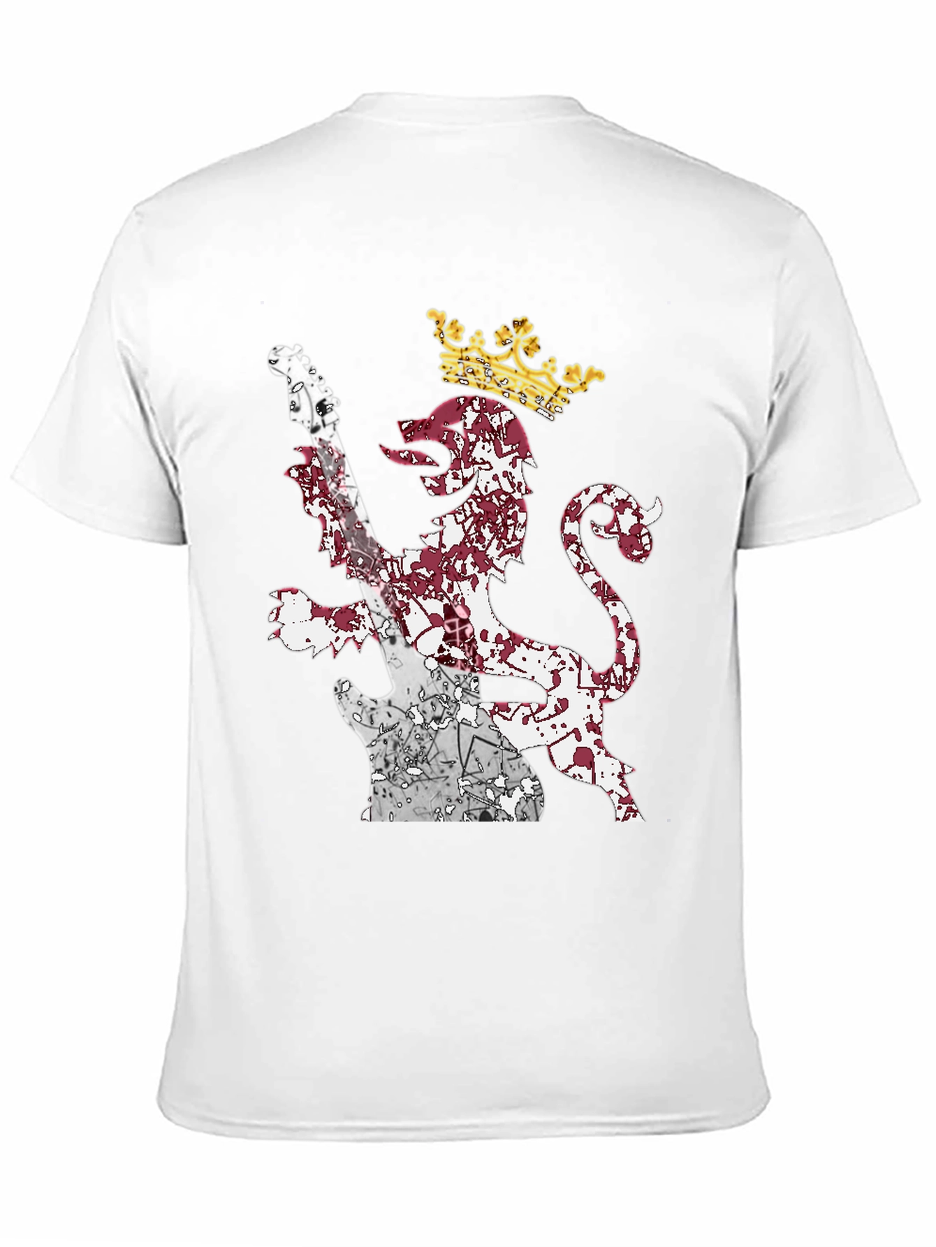 Lion Guitar Crown Graphic Tee - Rock Inspired