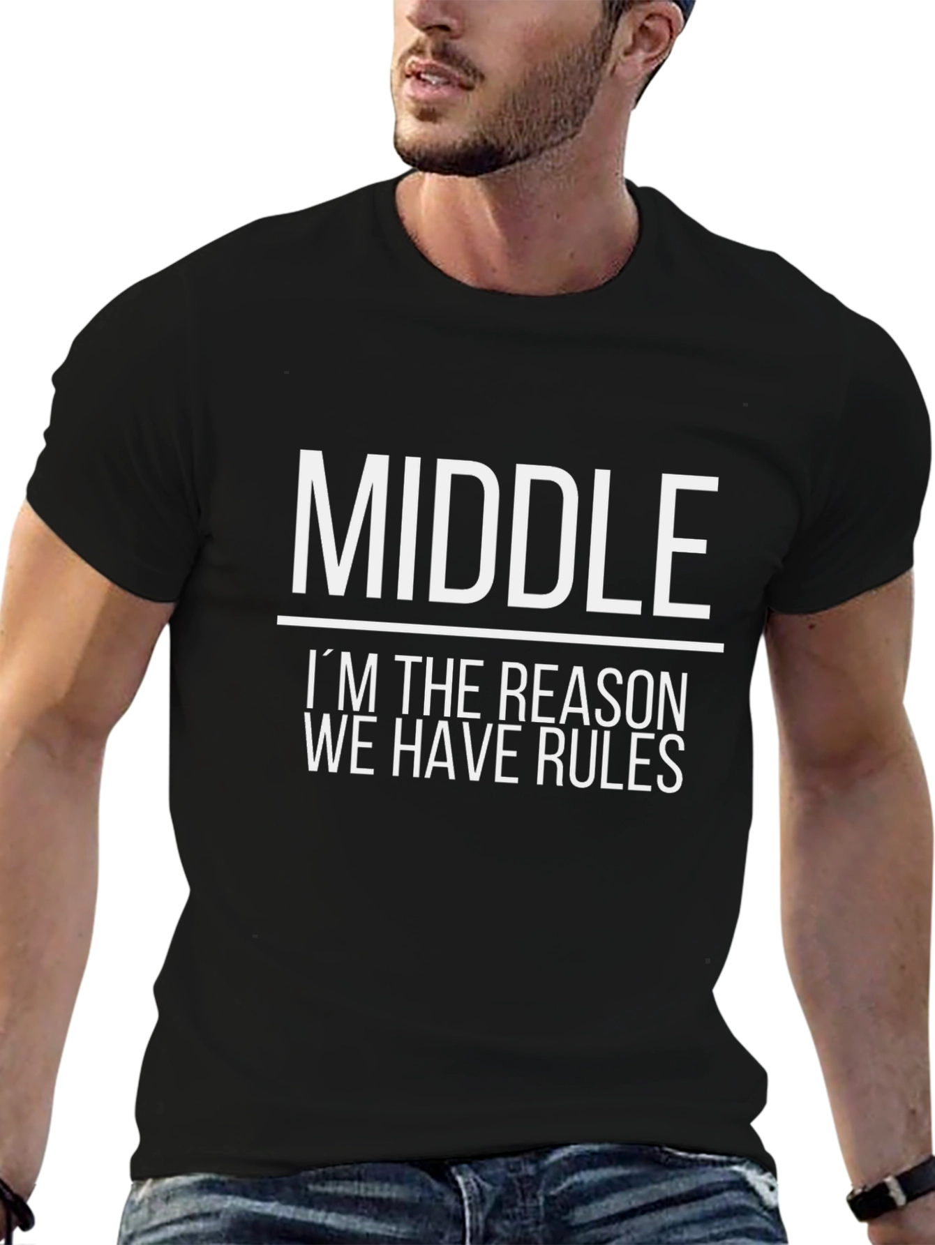 Middle Child Rules T-Shirt - Black Cotton Tee