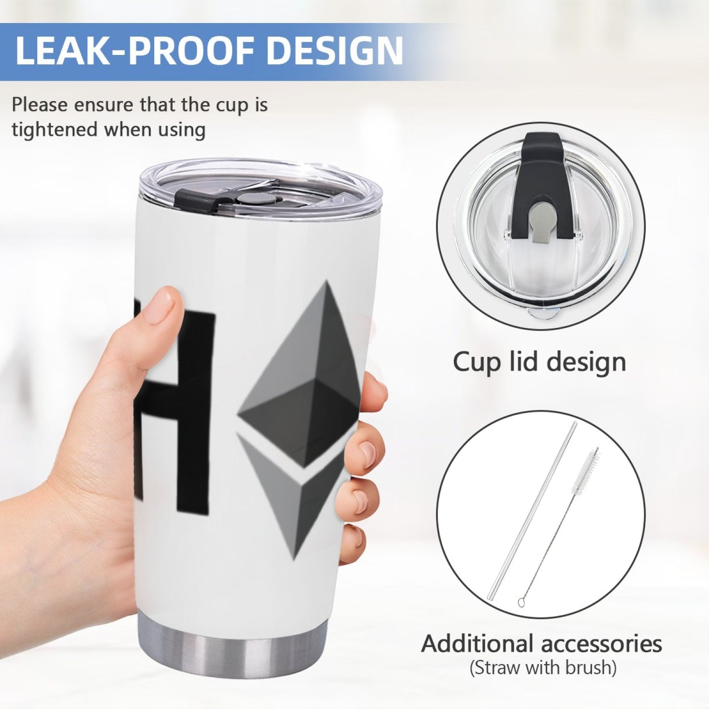 Reusable Insulated Graphic Tumbler - Stainless Steel Leak-Proof Drinkware