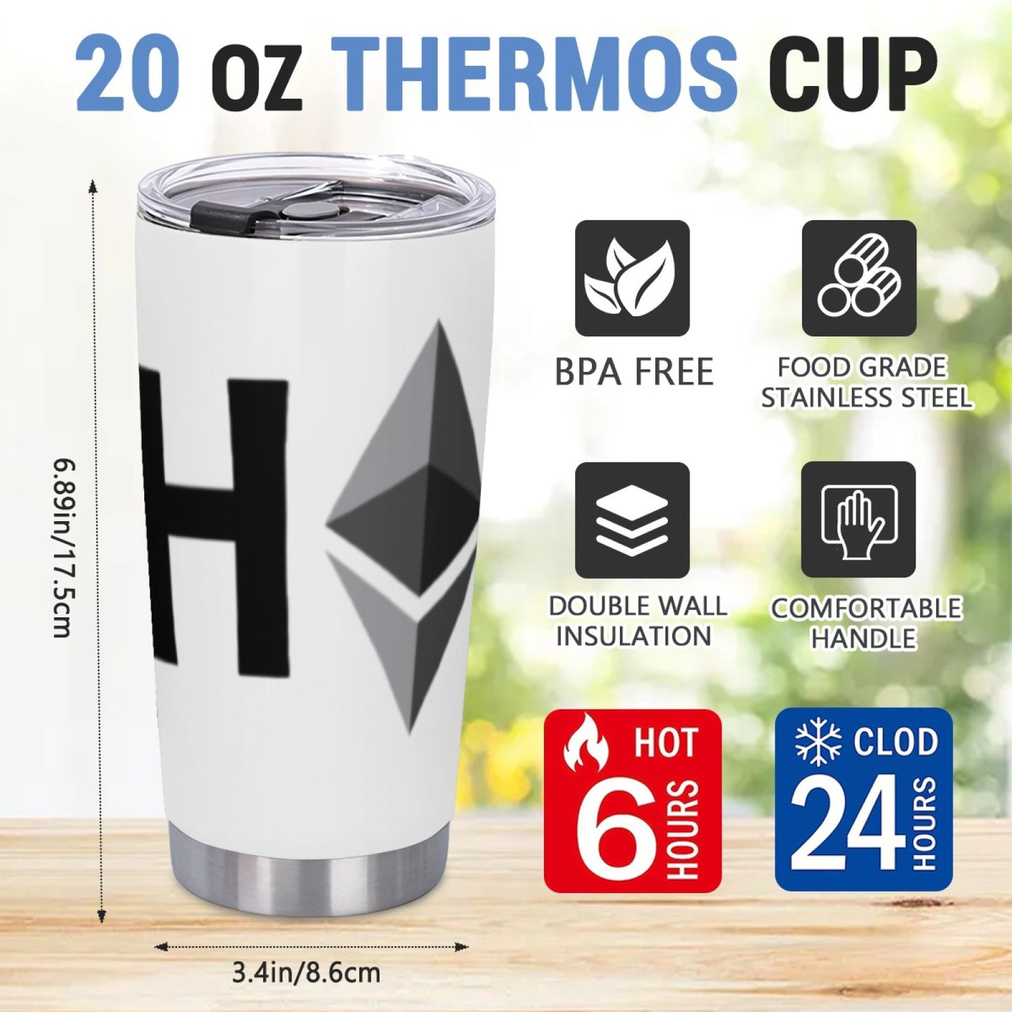 Reusable Insulated Graphic Tumbler - Stainless Steel Leak-Proof Drinkware