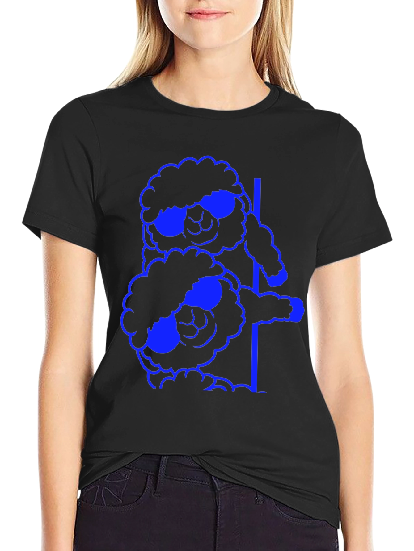 Cool Sheep Stack T-Shirt - Black Cotton Tee
