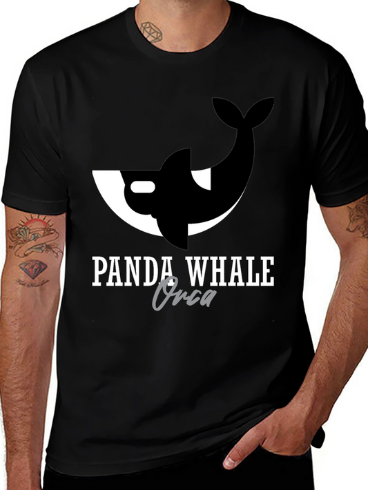 Panda Whale Orca Graphic Tee - Black Cotton T-Shirt