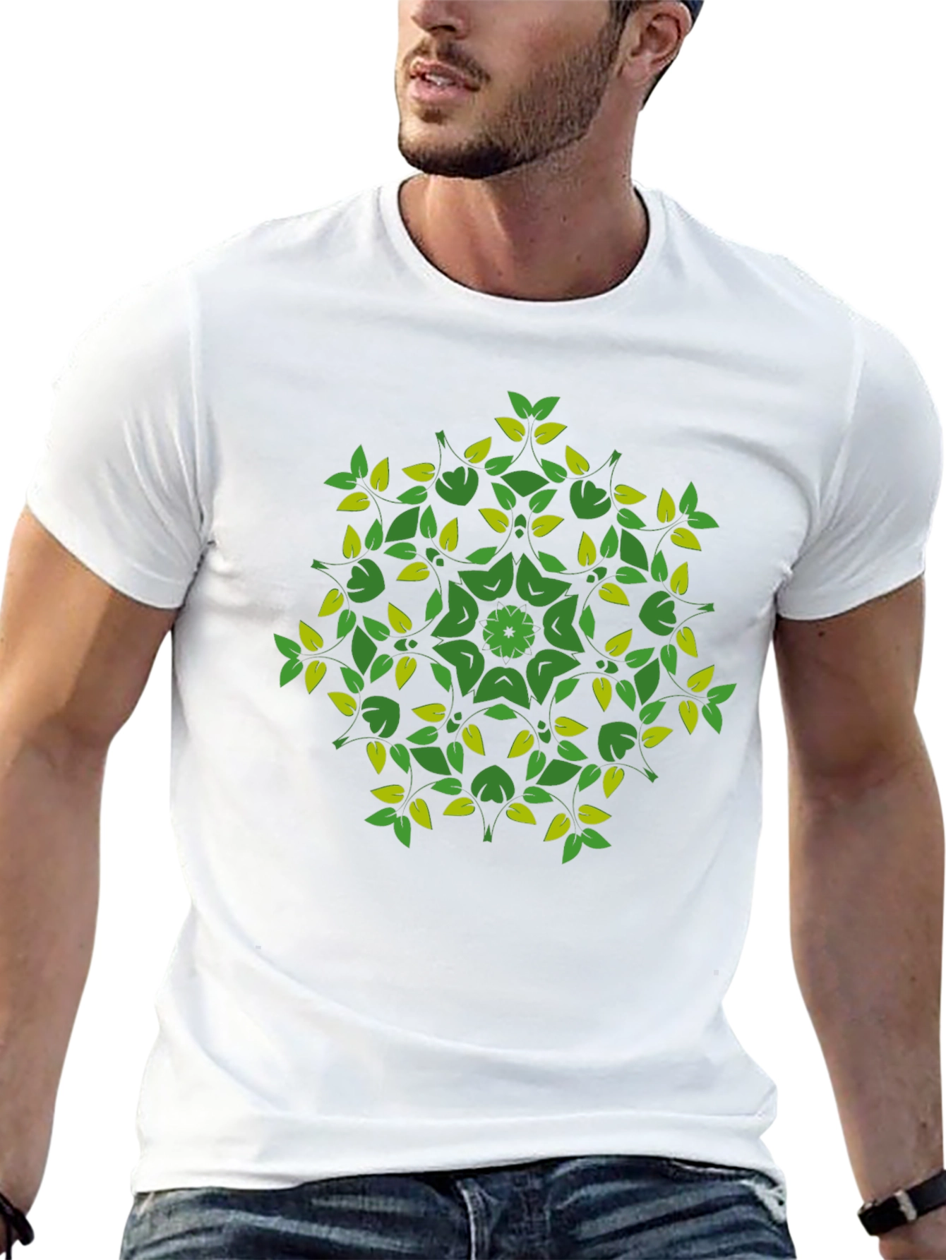 Nature Mandala Graphic Tee - Black Cotton Blend