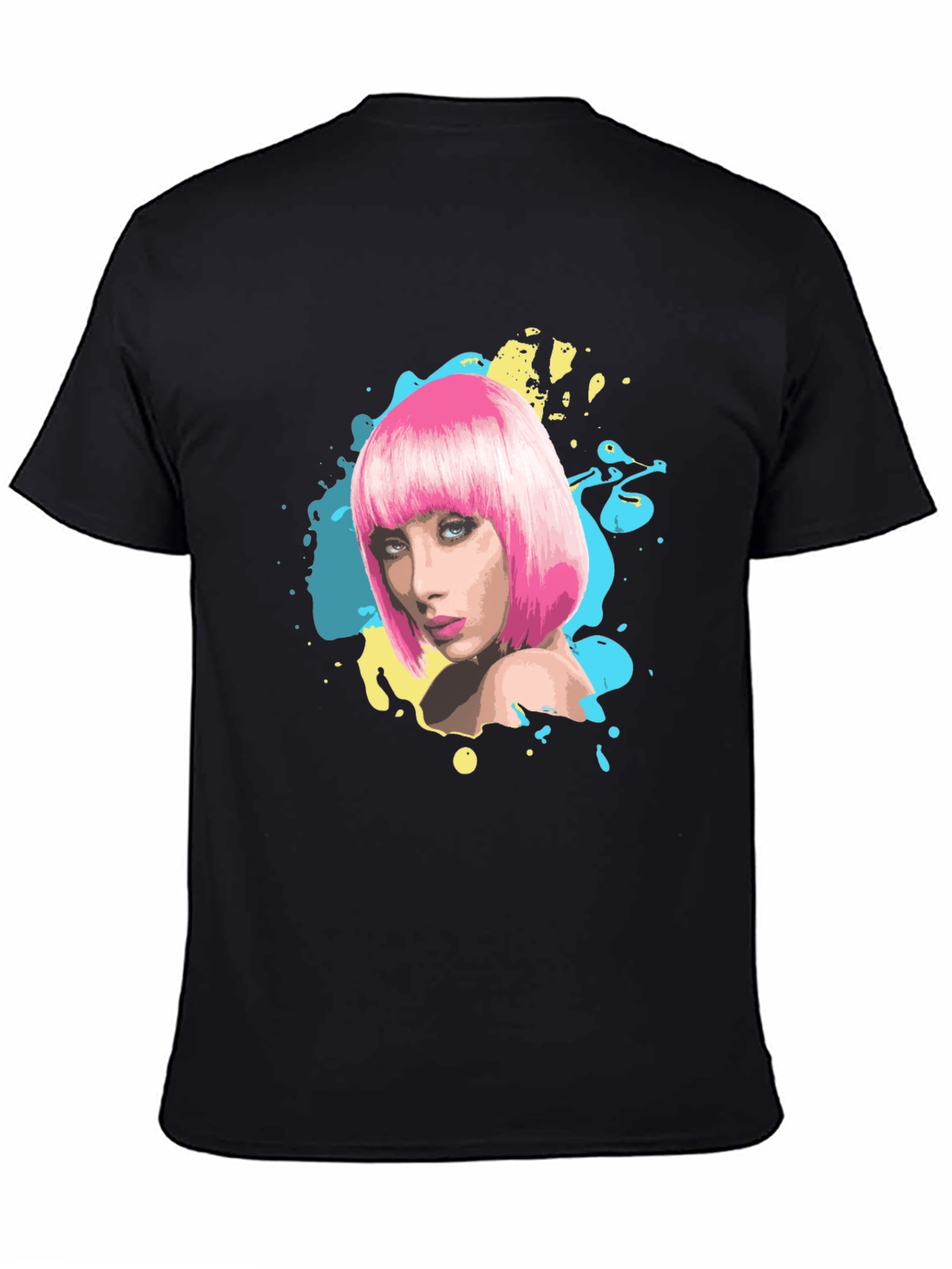 Stylish Graphic Tee - Pink Wig Woman