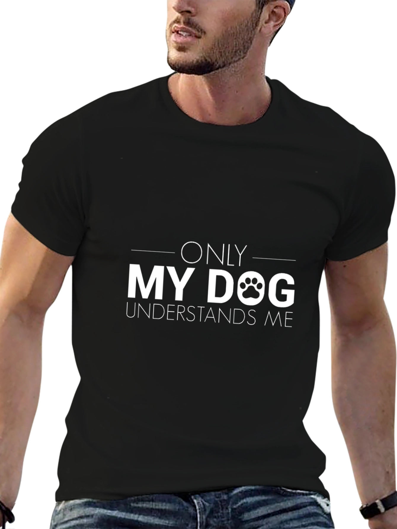 Only My Dog Understands Me Black Graphic Tee