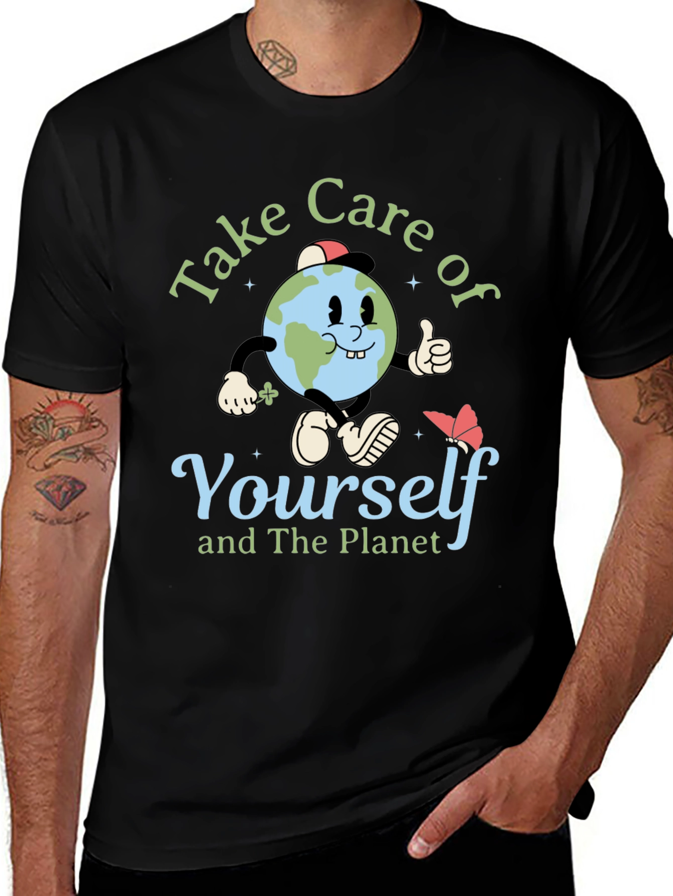 Take Care Earth Graphic T-Shirt Planet Conservation Tee