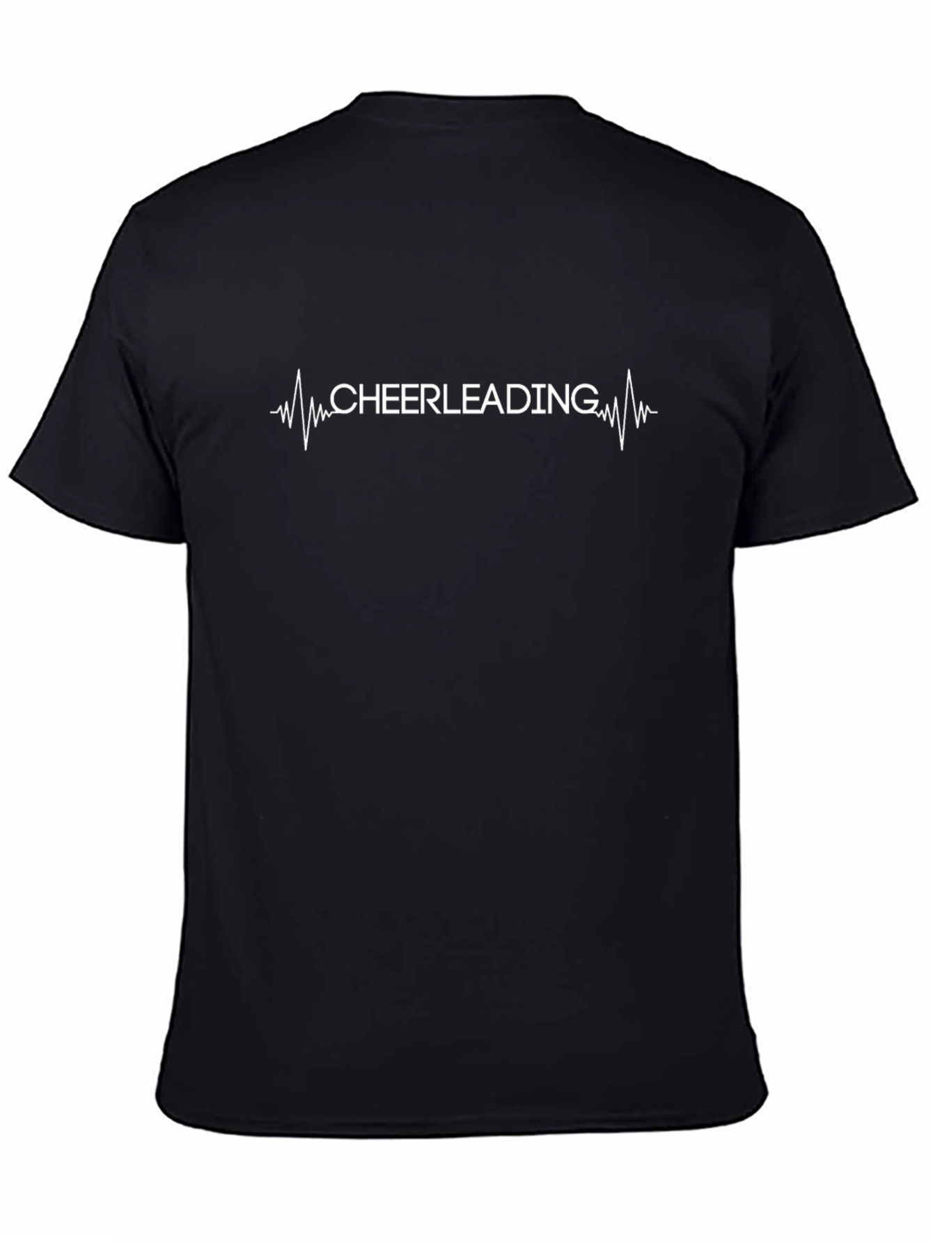 Cheerleading Heartbeat T-Shirt - Black Crew Neck Tee
