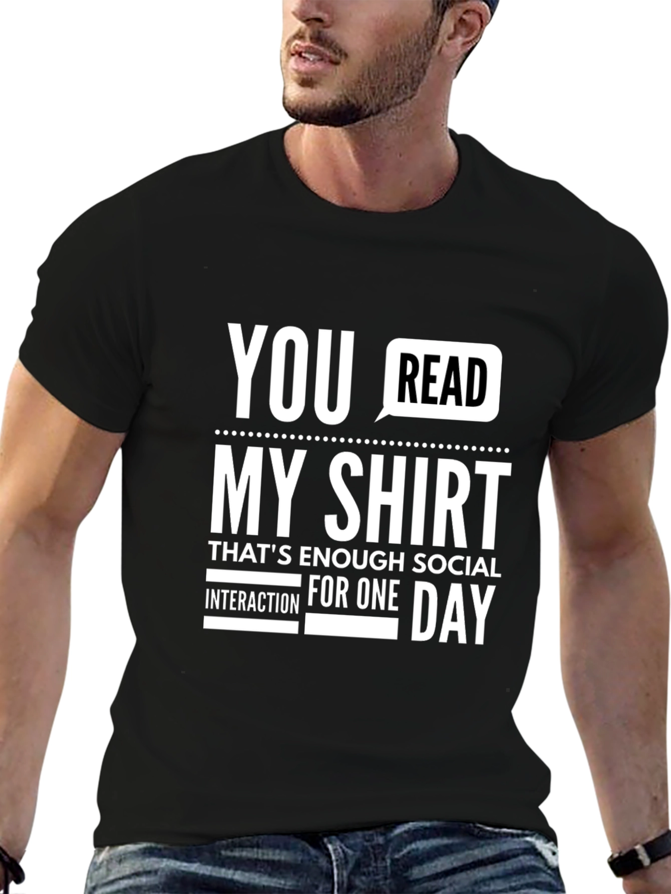 Funny Social Interaction Graphic Novelty T-Shirt