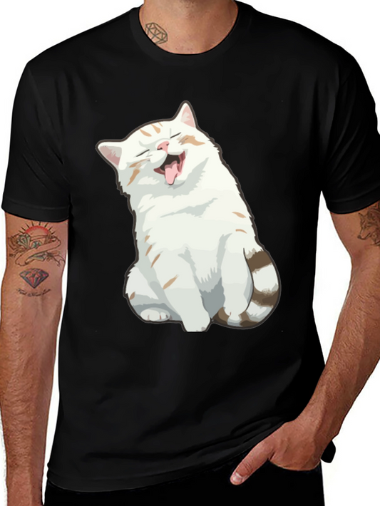 Funny Cat Graphic Tee - Soft Cotton Black T-Shirt