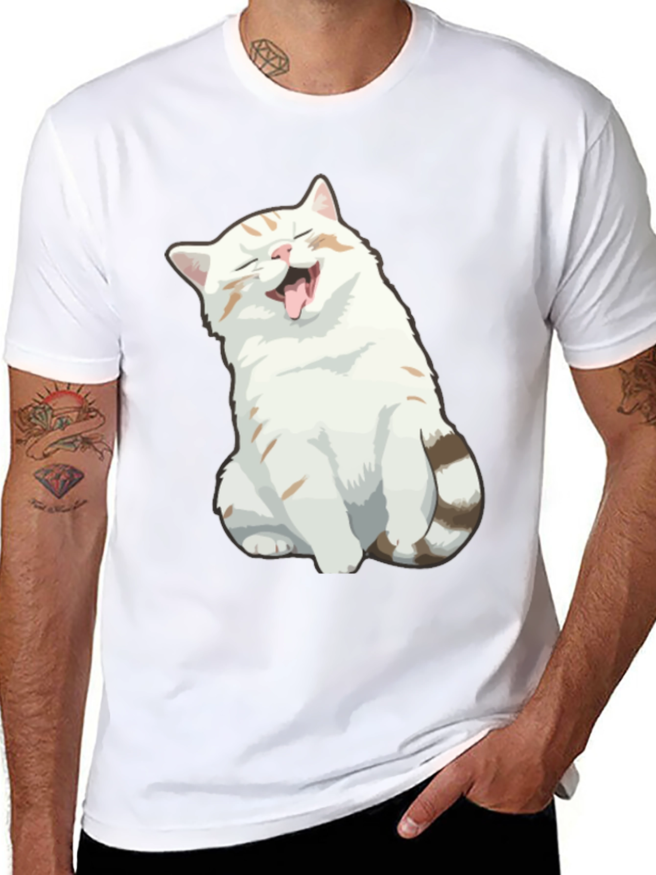Funny Cat Graphic Tee - Soft Cotton Black T-Shirt