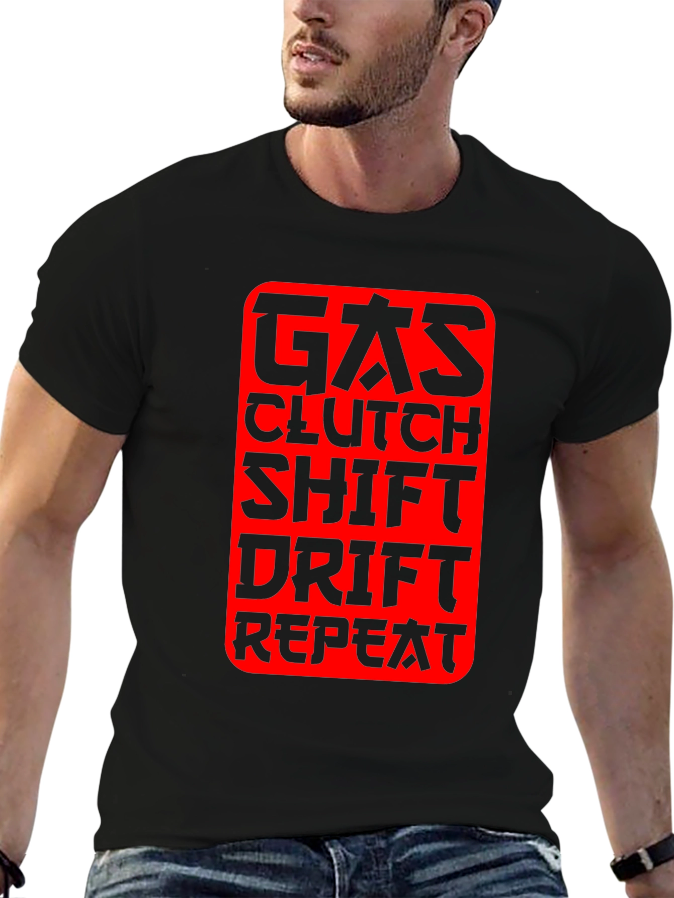 Gas Clutch Shift Drift Repeat Graphic Tee - Black