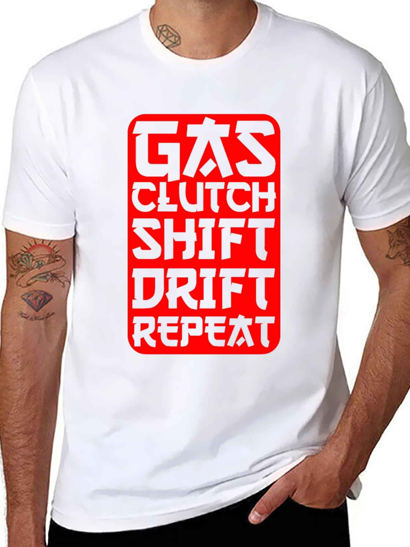 Gas Clutch Shift Drift Repeat Graphic Tee - Black