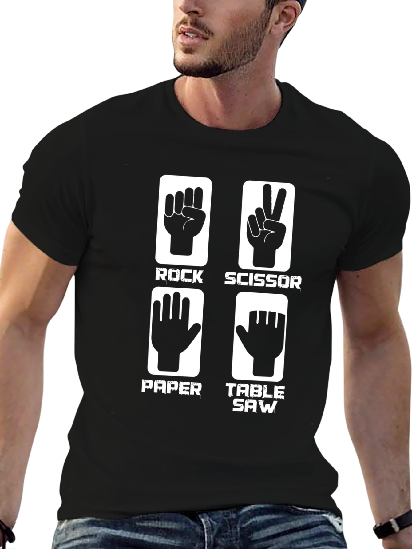 Rock Paper Scissors Table Saw Graphic Tee