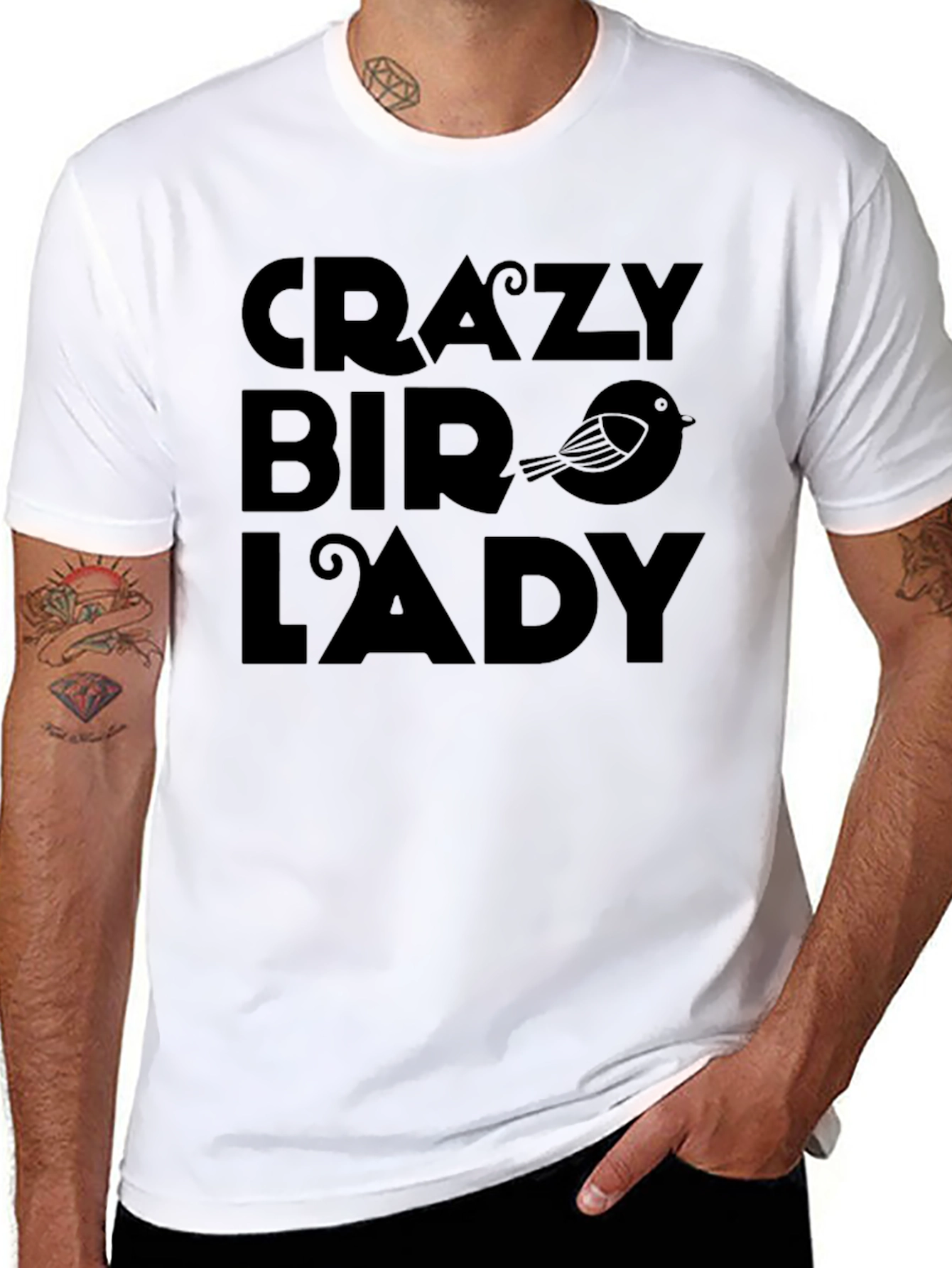 Crazy Bird Lady Graphic Tee - Unisex Cotton T-Shirt