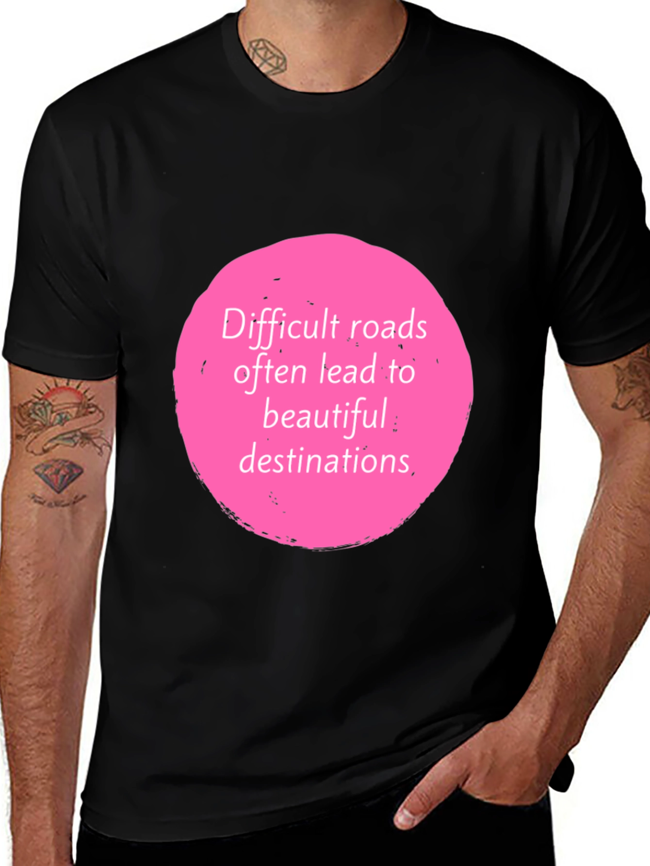 Motivational Quote Graphic Tee - Black