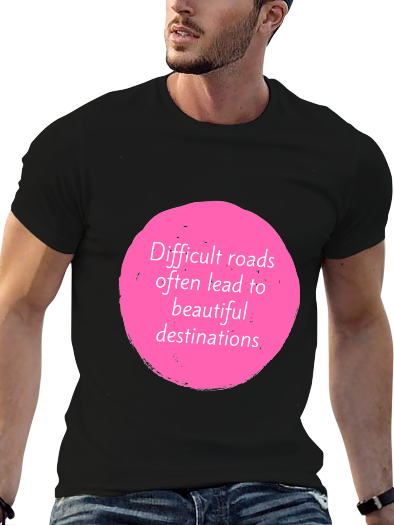 Motivational Quote Graphic Tee - Black
