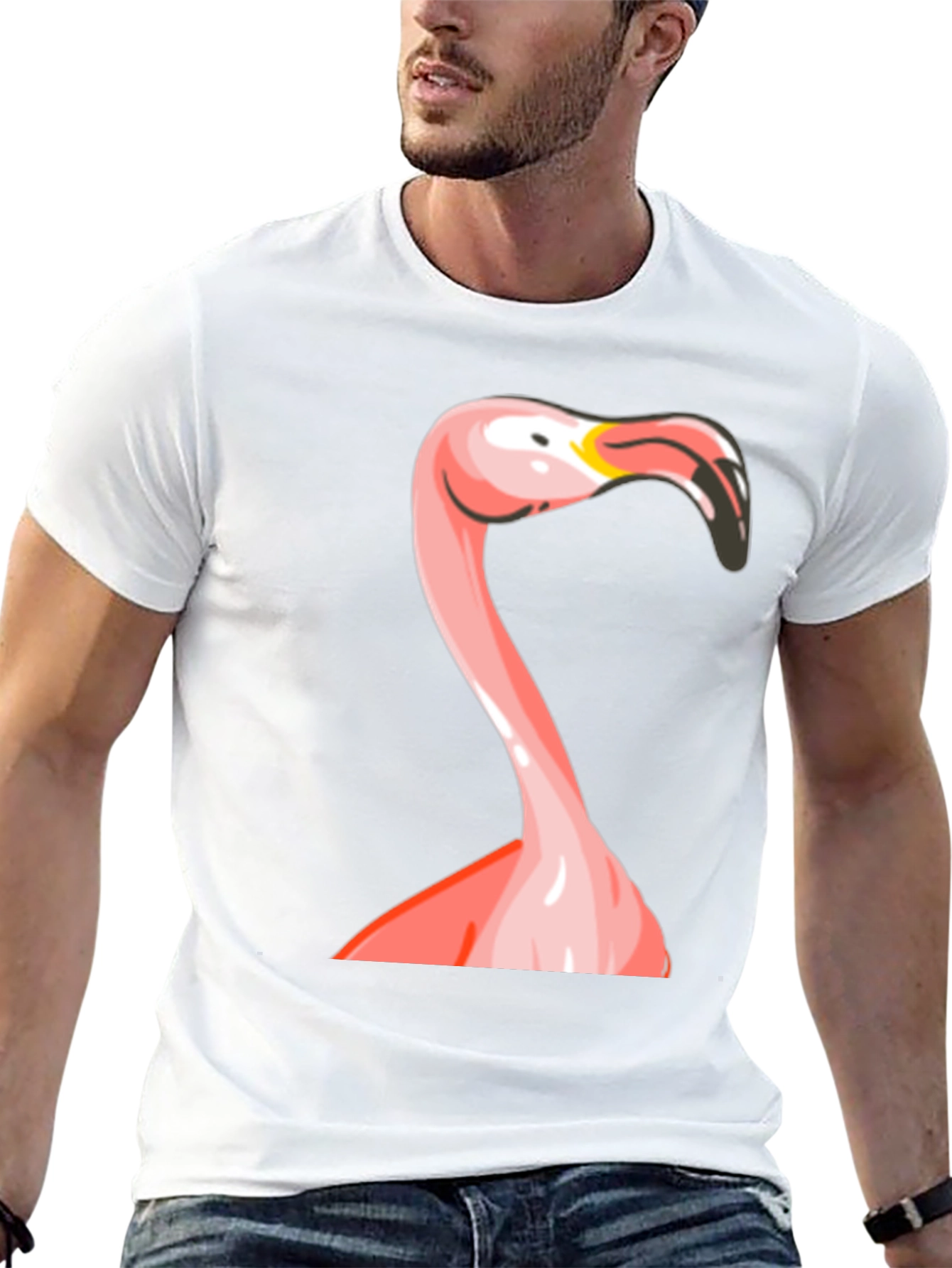 Flamingo Graphic Print Black T-Shirt