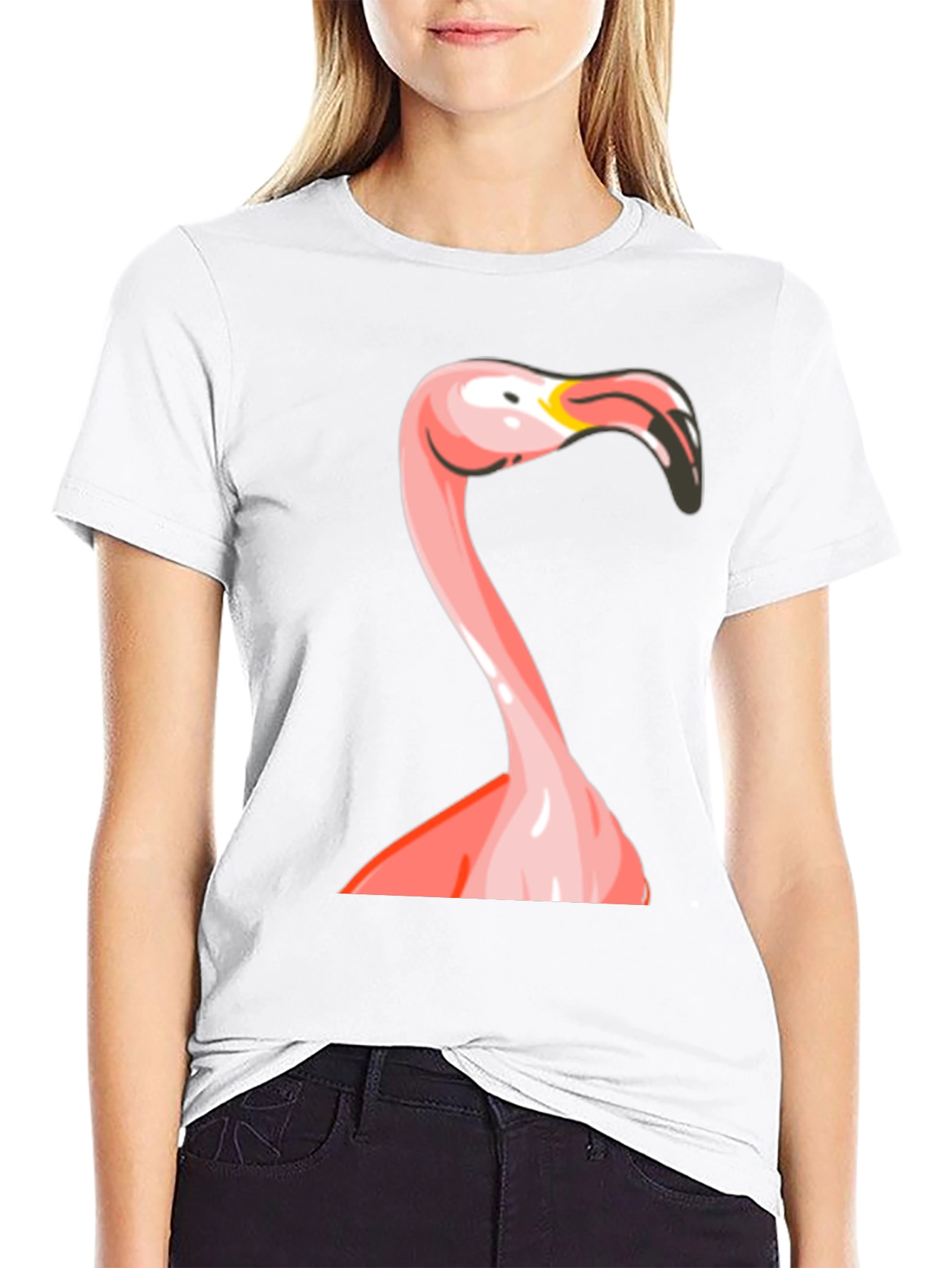 Flamingo Graphic Print Black T-Shirt