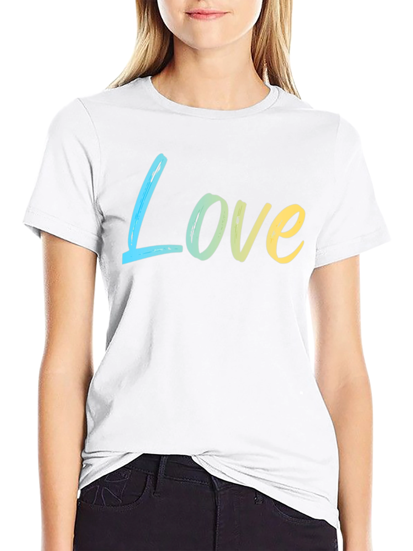 Love Gradient Tee - Soft Cotton Blend Casual Style