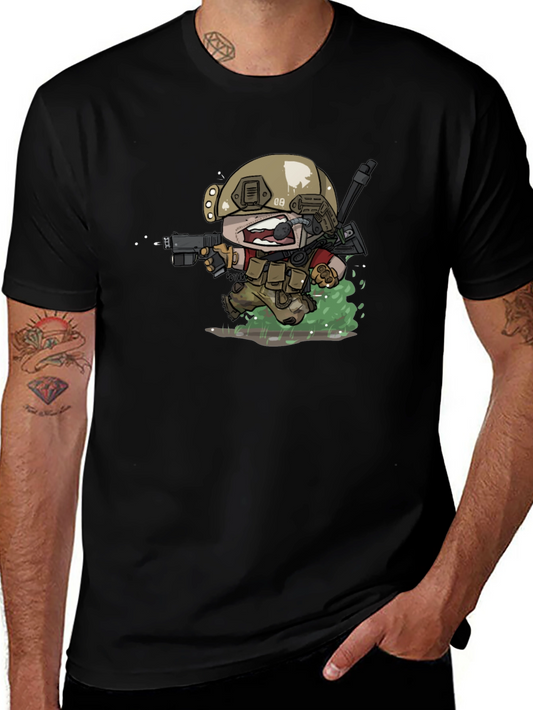 Cartoon Soldier Graphic T-Shirt