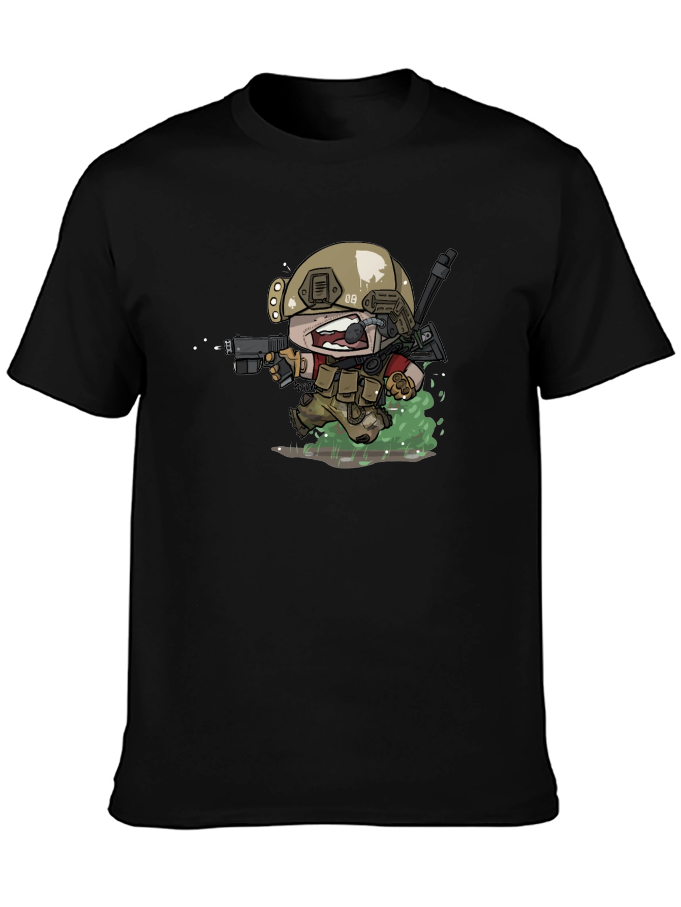 Cartoon Soldier Graphic T-Shirt