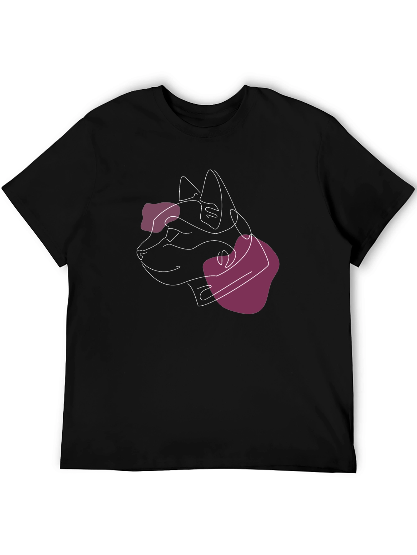Abstract Cat Line Art Black T-Shirt