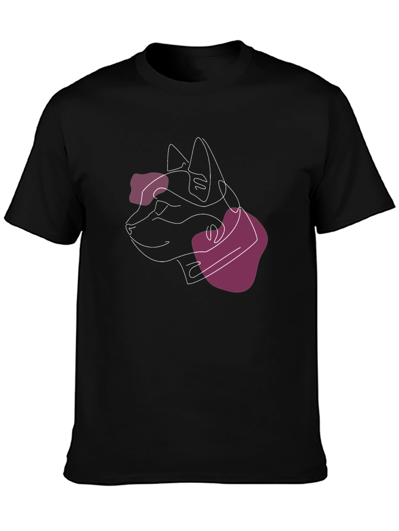 Abstract Cat Line Art Black T-Shirt