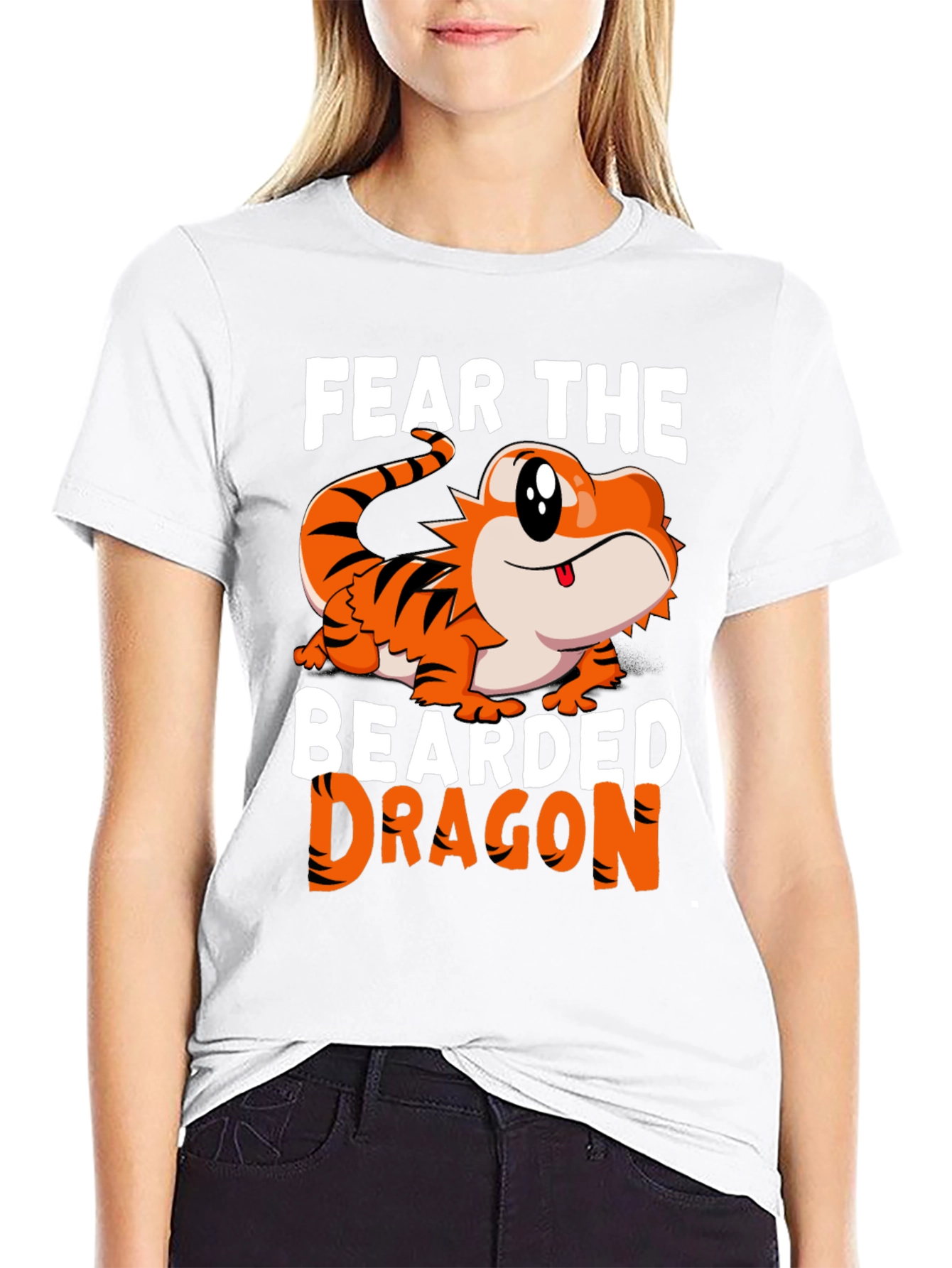Fear The Bearded Dragon T-Shirt Funny Pet Reptile Tee