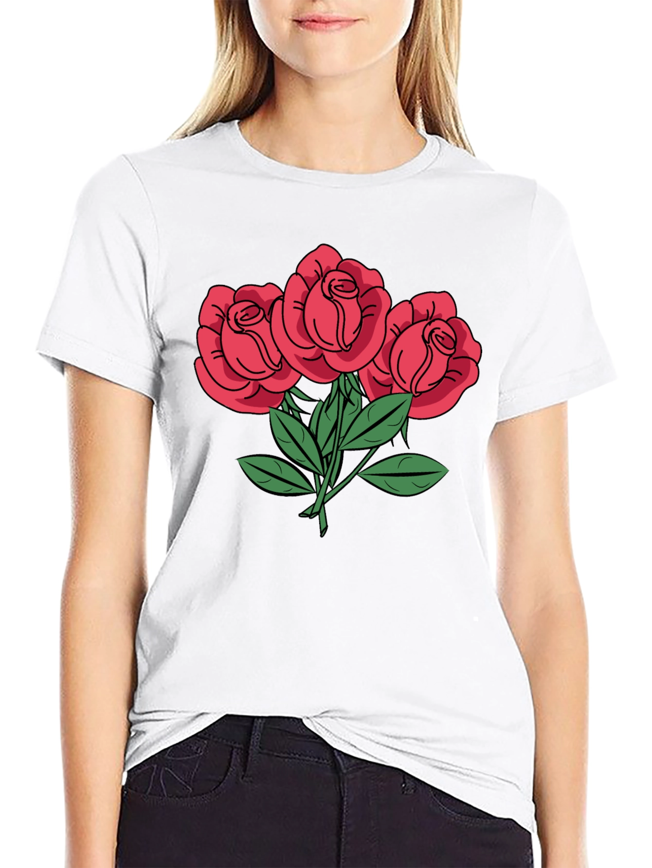 Floral Roses Graphic Tee - Stylish Comfort