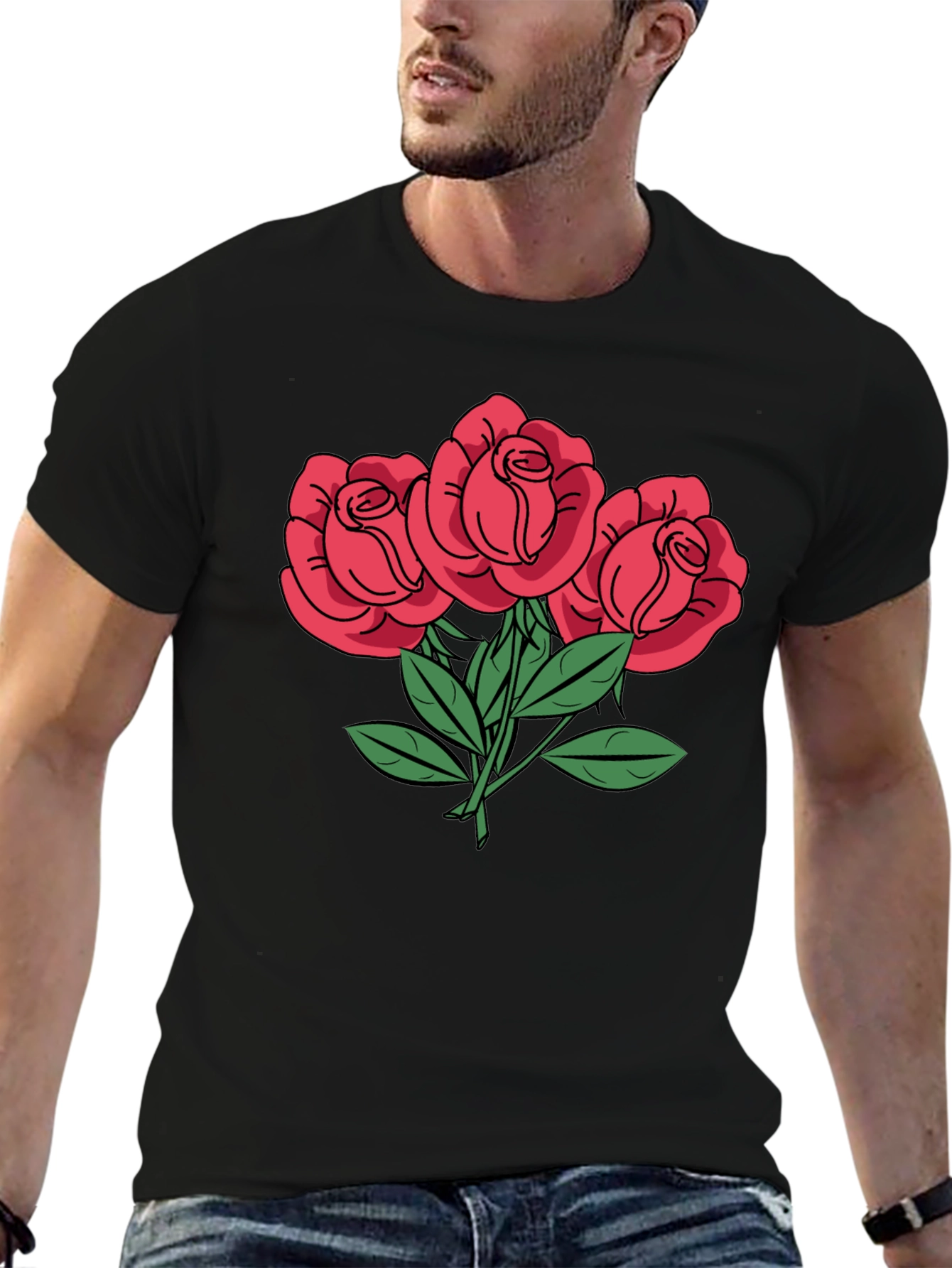Floral Roses Graphic Tee - Stylish Comfort